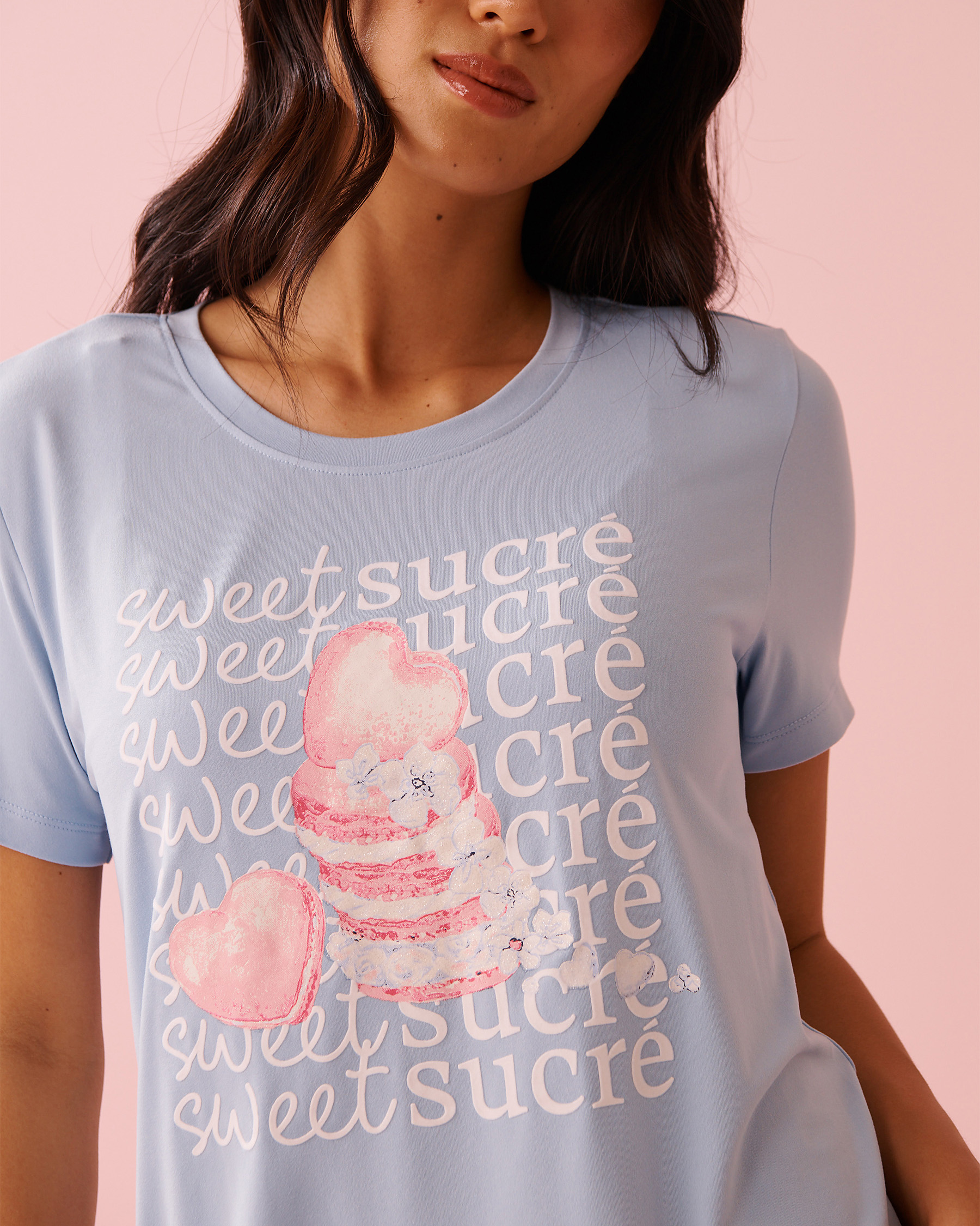 Heart Macaron Print Super Soft Sleepshirt