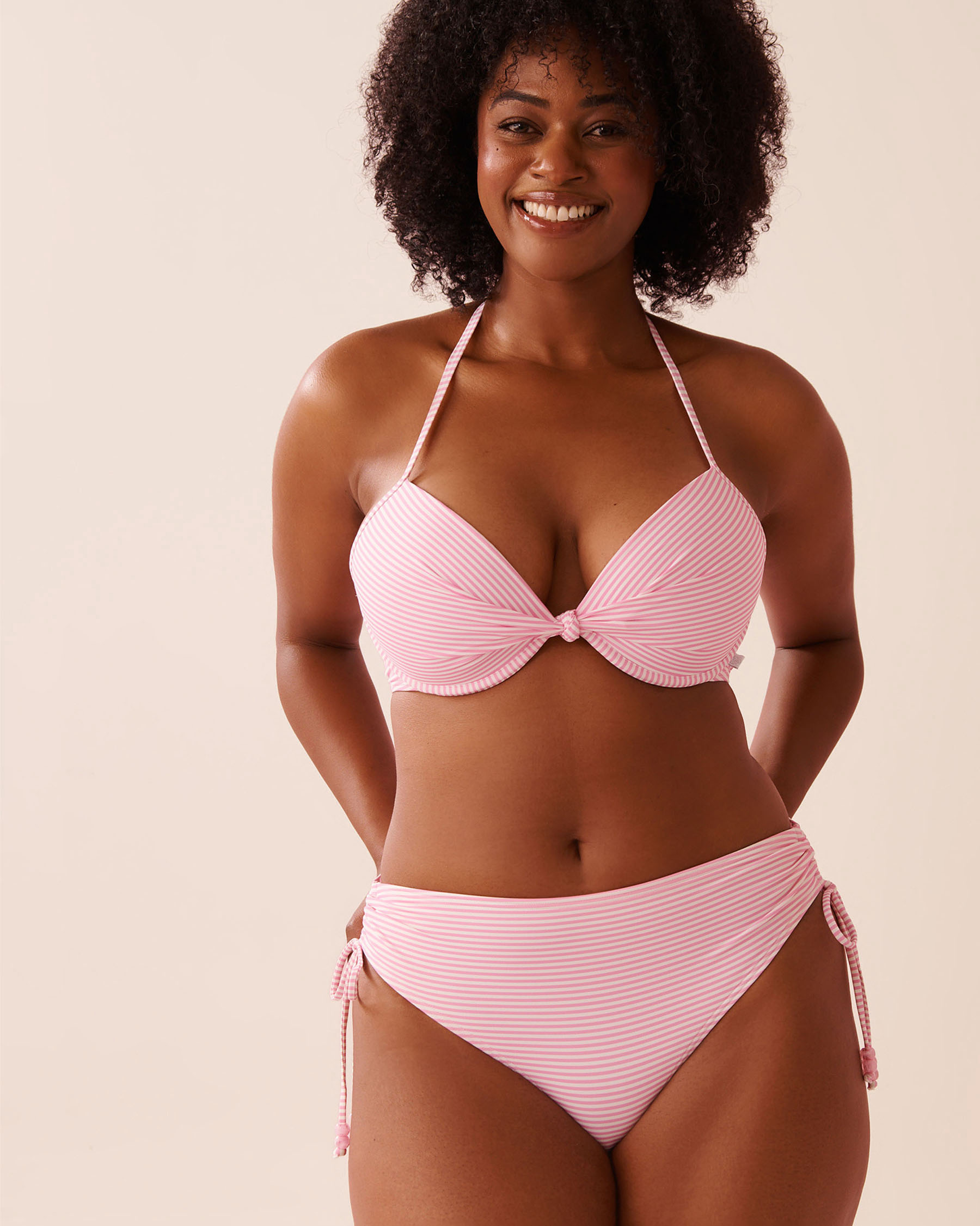 COTTON CANDY STRIPE Side Tie Mid Waist Bikini Bottom