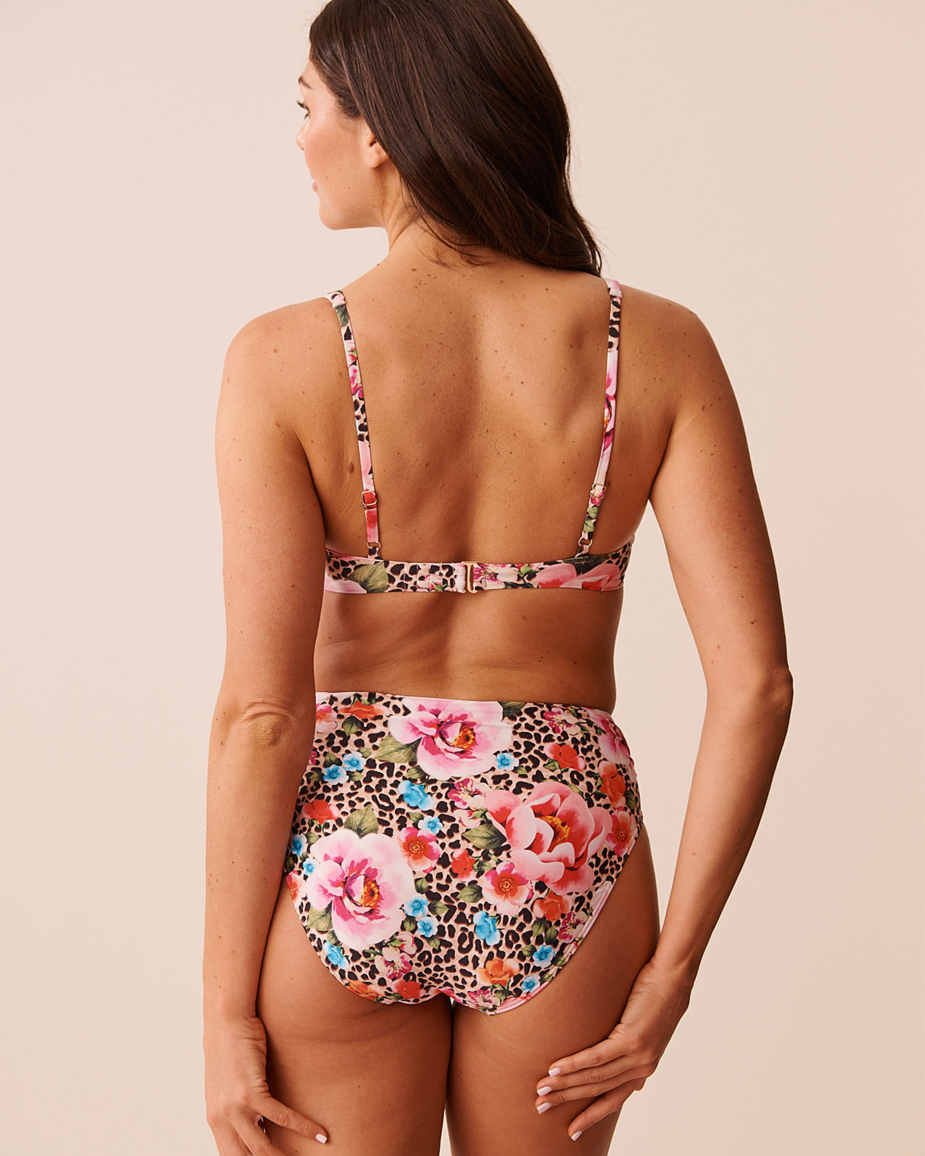 Haut de bikini plongeant FLORAL LEOPARD