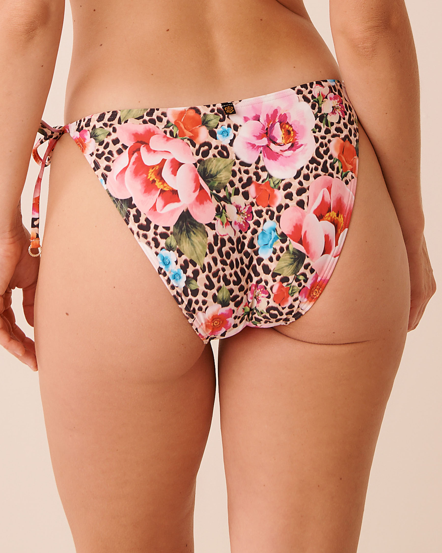 FLORAL LEOPARD Side Tie Brazilian Bikini Bottom
