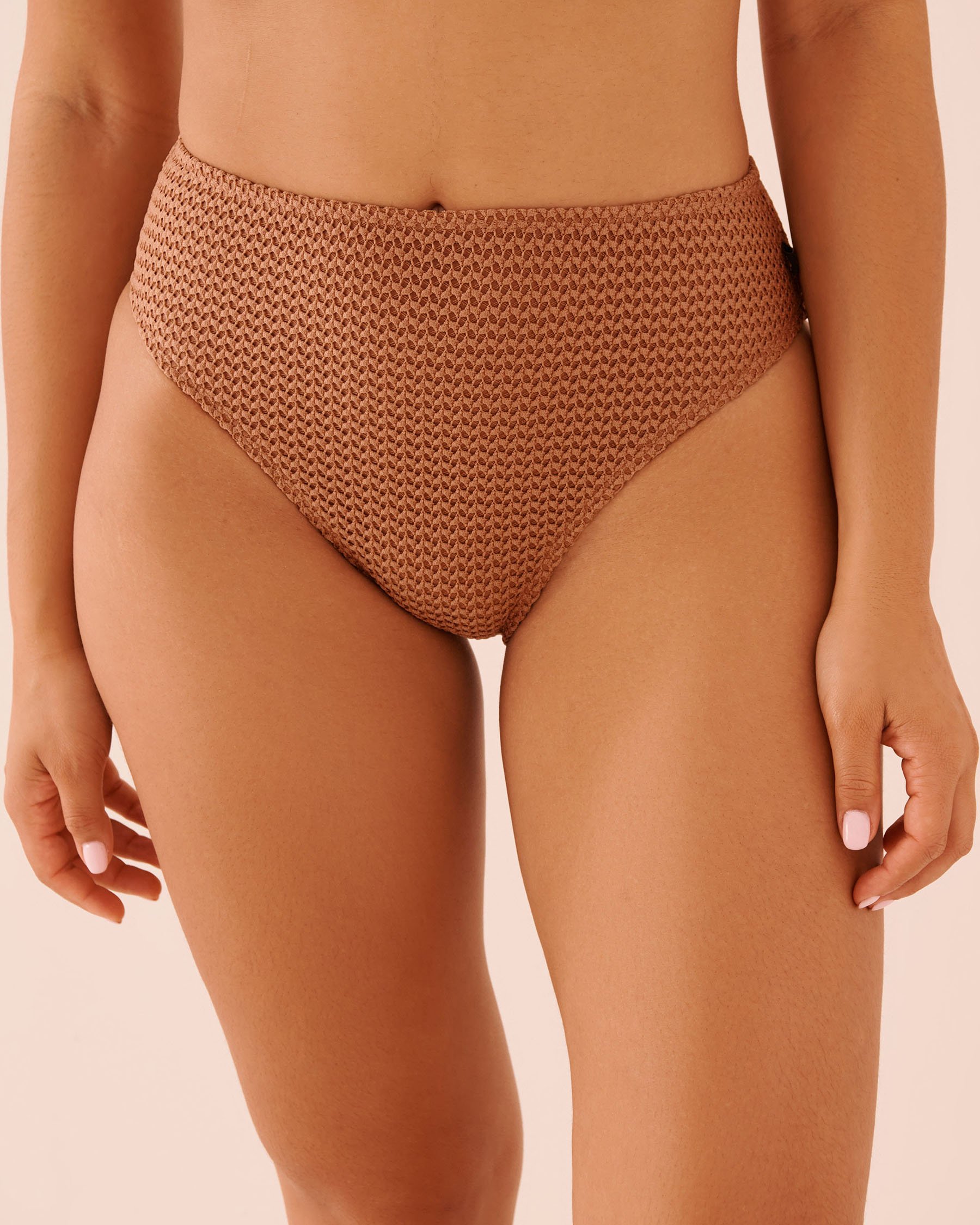 Bas de bikini cheeky taille haute en crochet BLACK