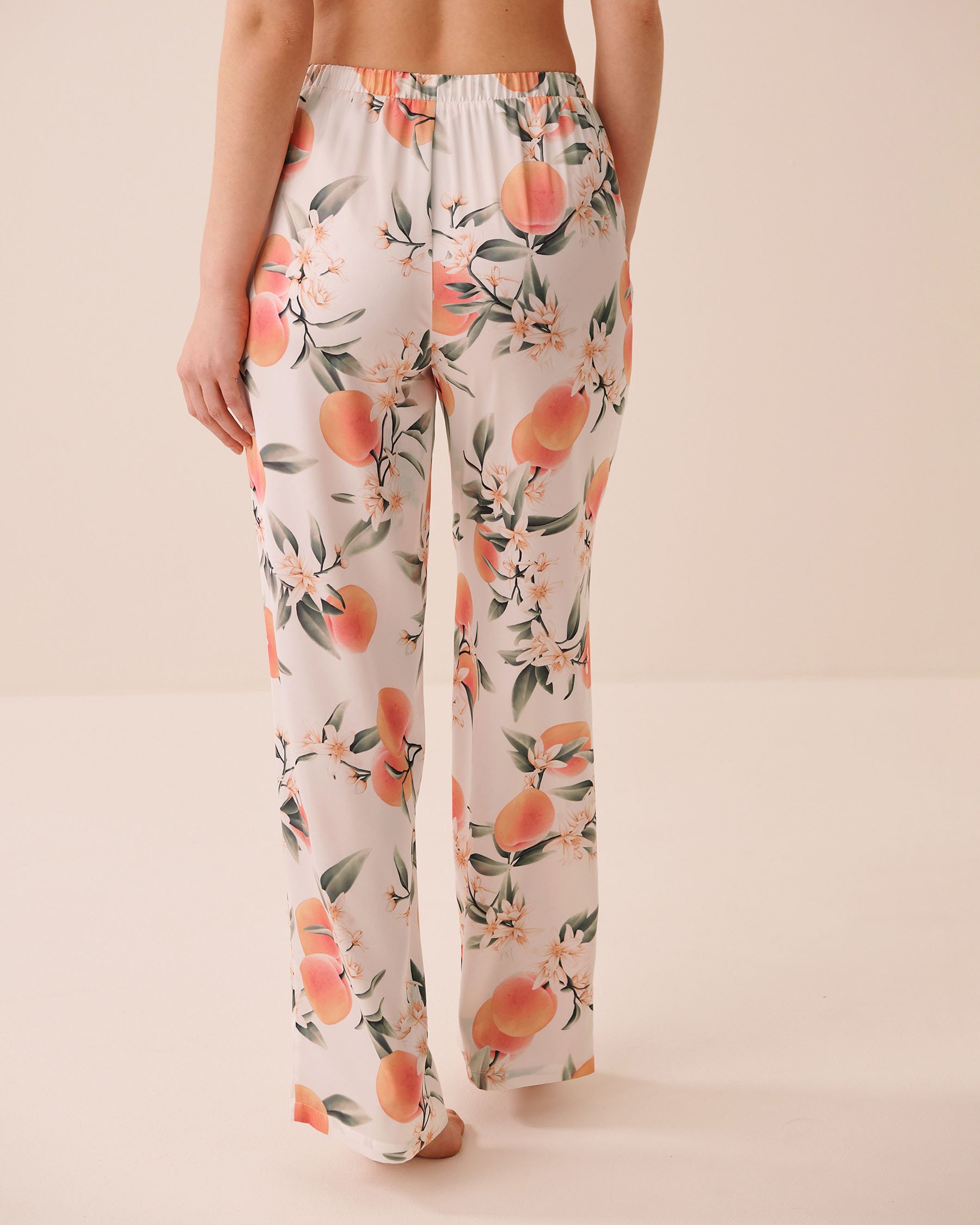 Peach Print Satin Pants