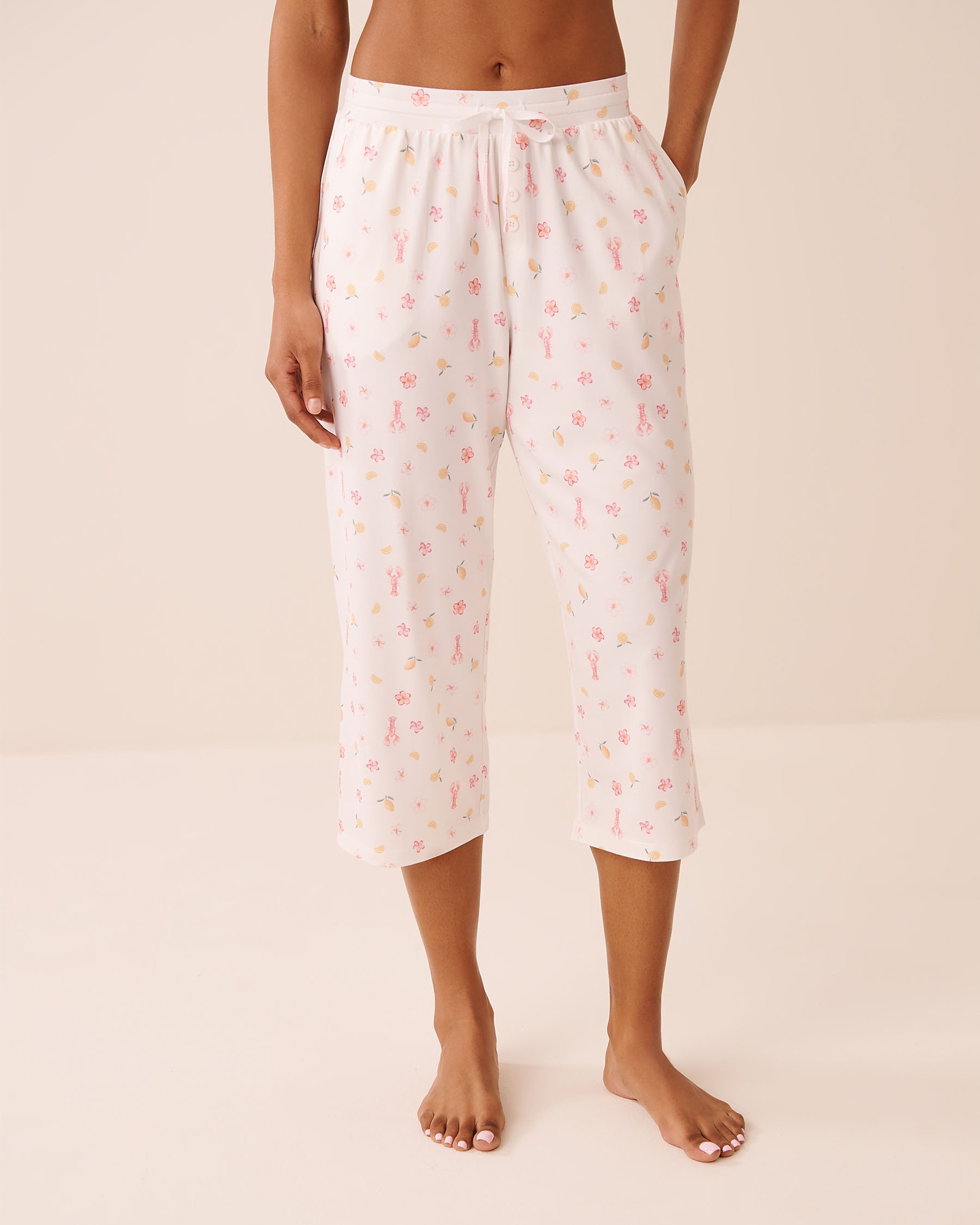 Watercolour Floral Print Super Soft Pajama Capris