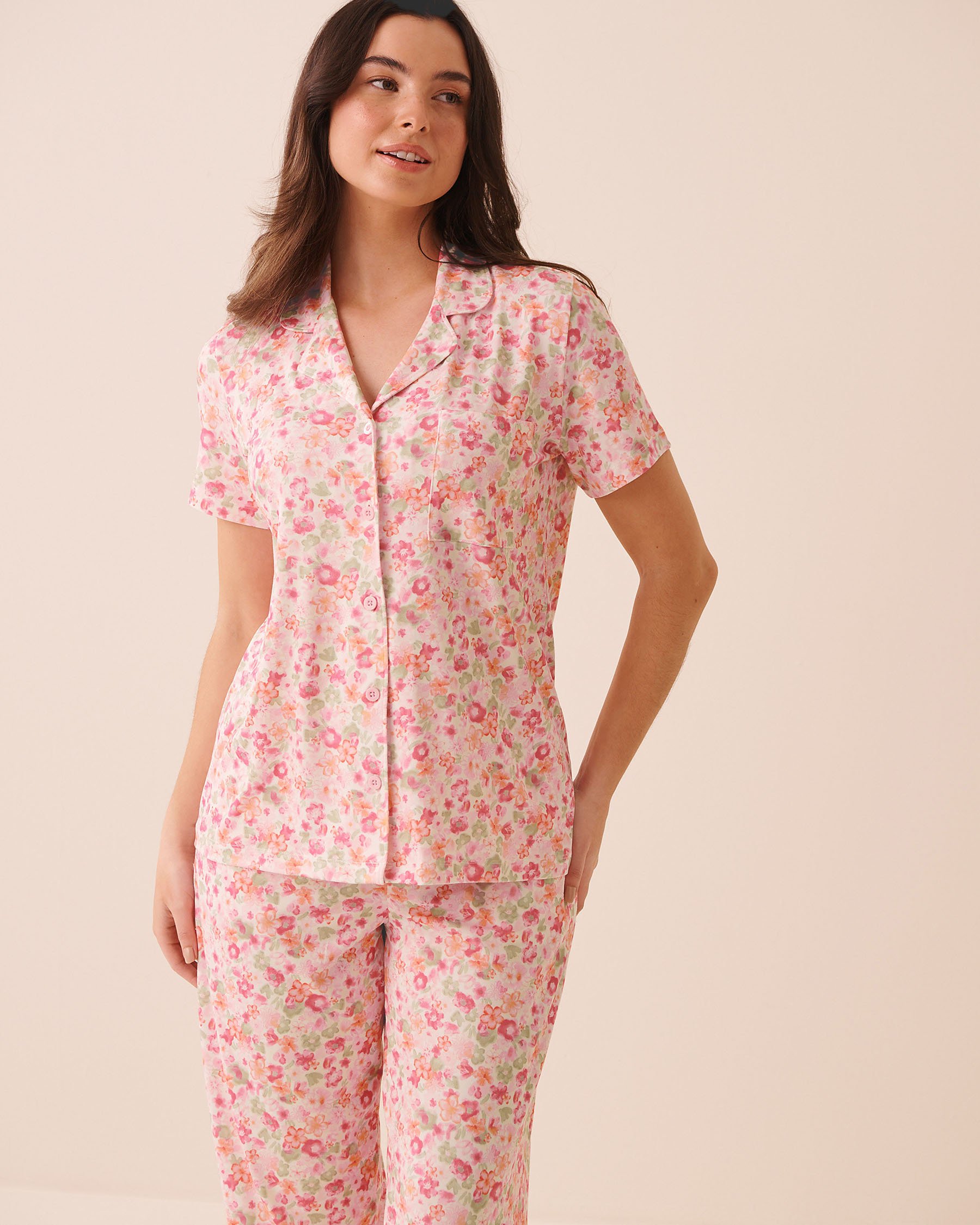 Watercolour Floral Print Super Soft Button-down Shirt