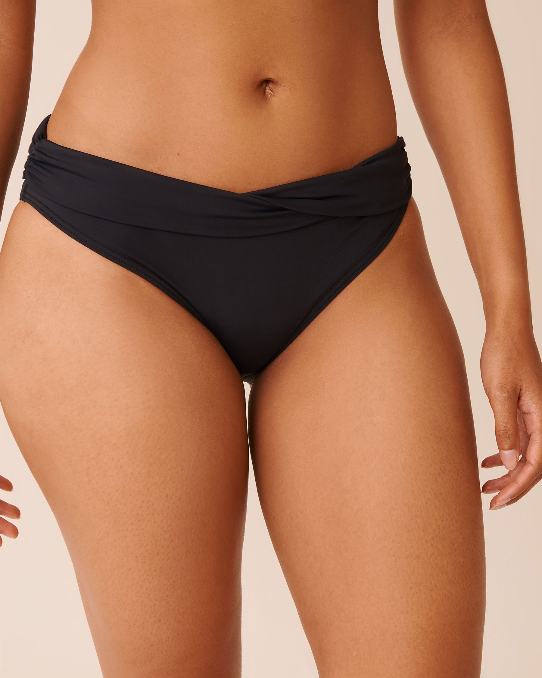 BLACK Twisted Waistband Bikini Bottom