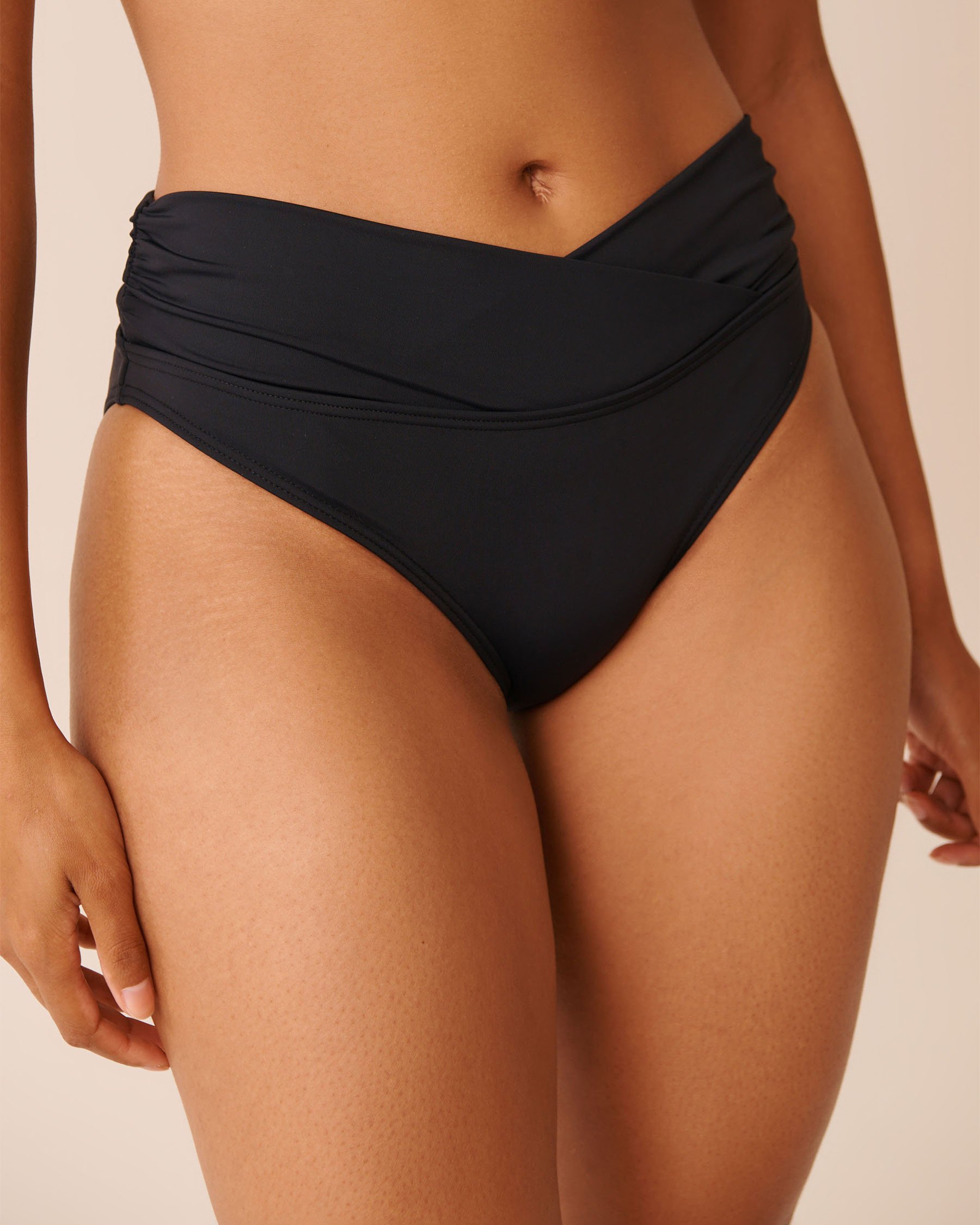 BLACK Twisted Waistband Bikini Bottom