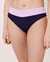 LA VIE EN ROSE AQUA Bas de bikini jambe haute en fibres recyclées BRIGHT RIB Marine 70300056 - View1