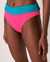LA VIE EN ROSE AQUA Bas de bikini jambe haute en fibres recyclées BRIGHT RIB Rose fluo 70300056 - View1