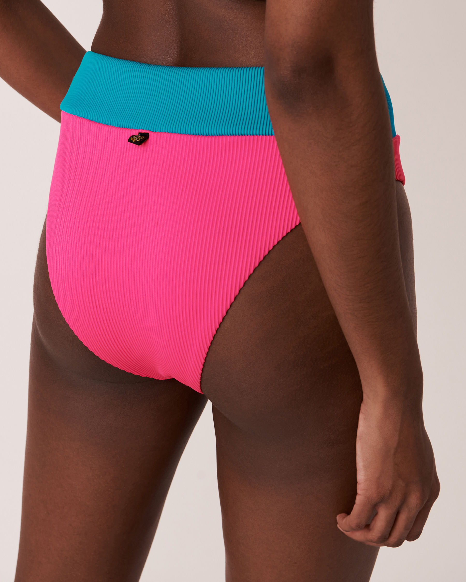 LA VIE EN ROSE AQUA BRIGHT RIB Recycled Fibers High Leg Bikini Bottom Neon pink 70300056 - View2