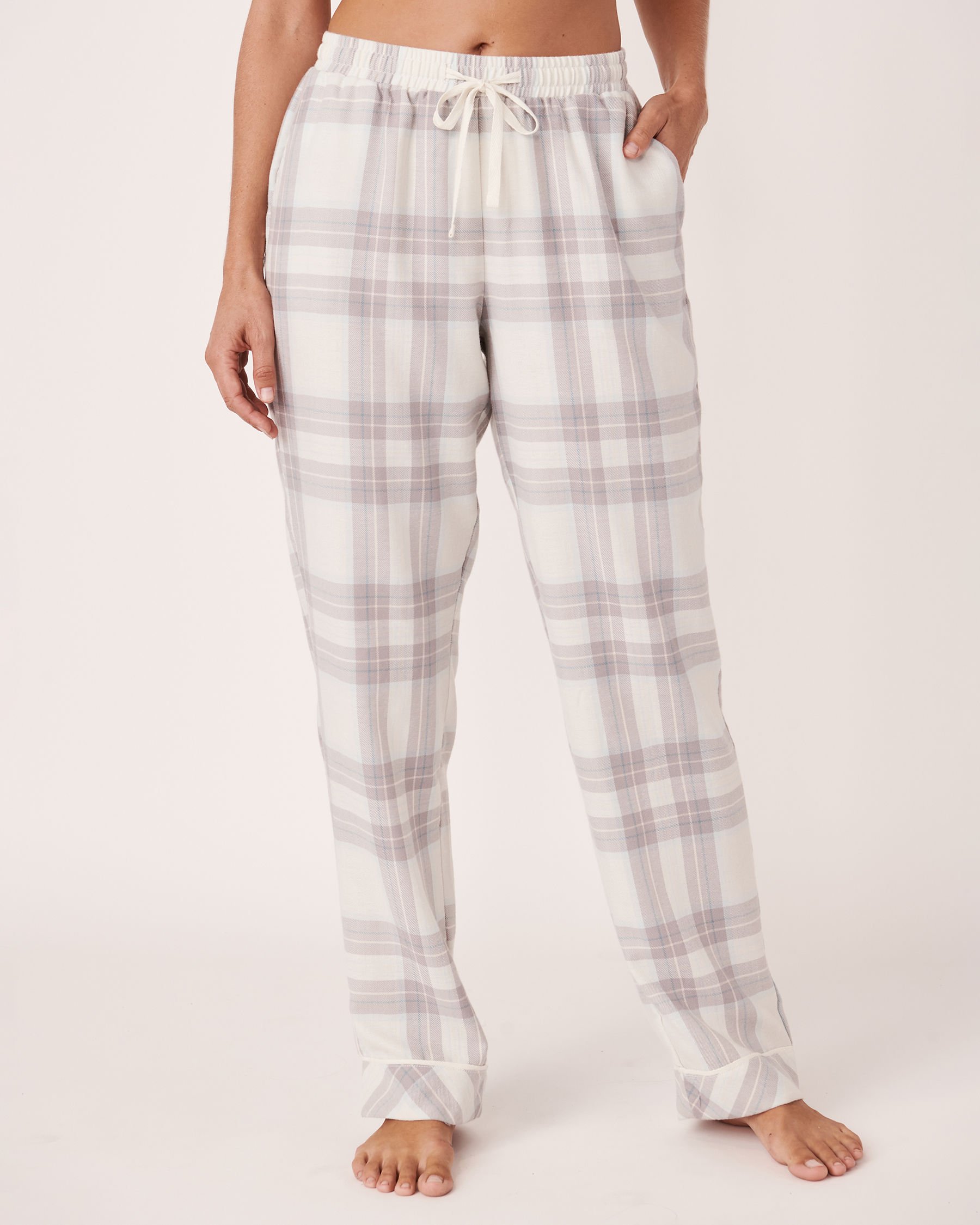 LA VIE EN ROSE Flannel Wide Leg Pyjama Pant Blue plaid 40200130 - View1