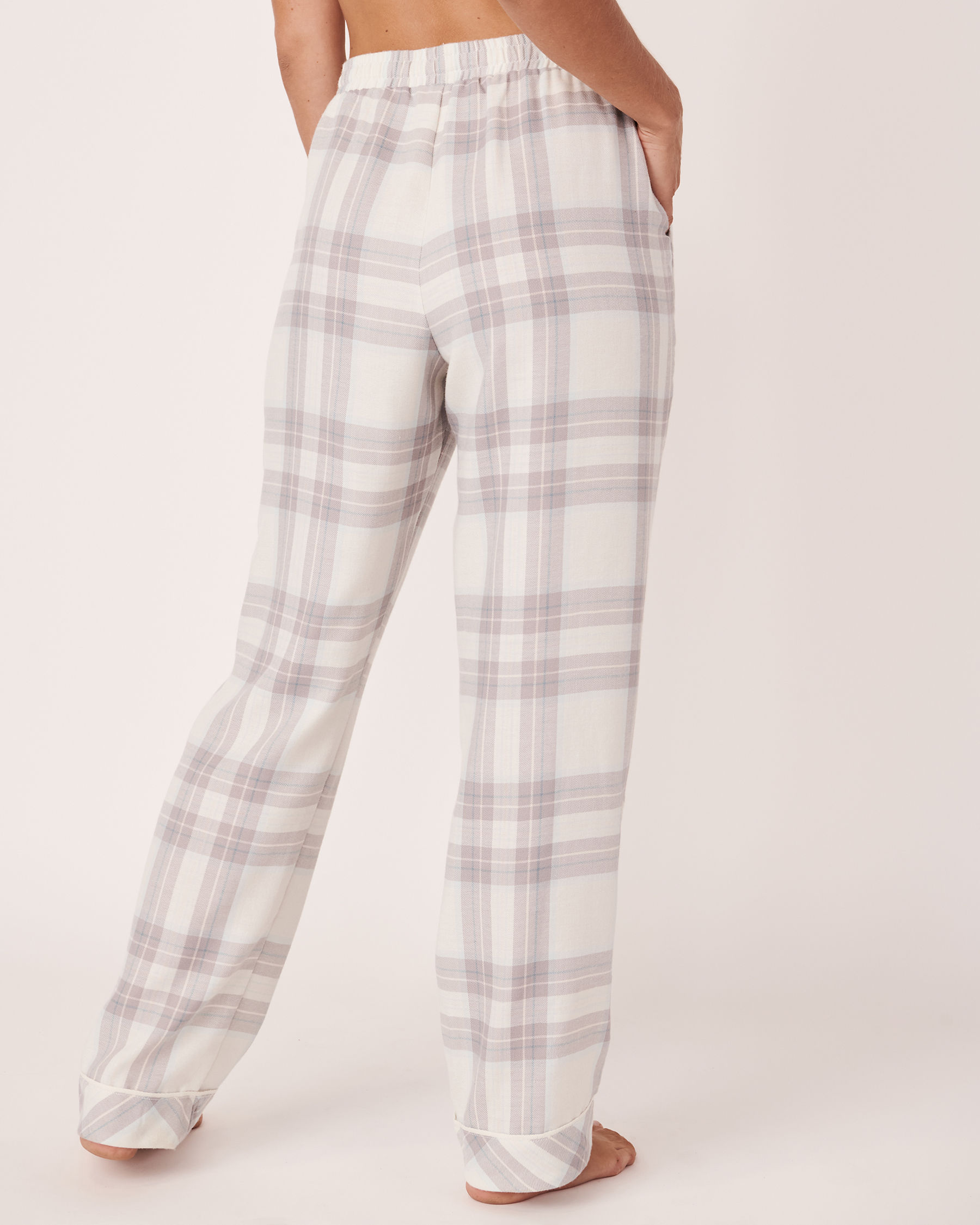 LA VIE EN ROSE Flannel Wide Leg Pyjama Pant Blue plaid 40200130 - View2