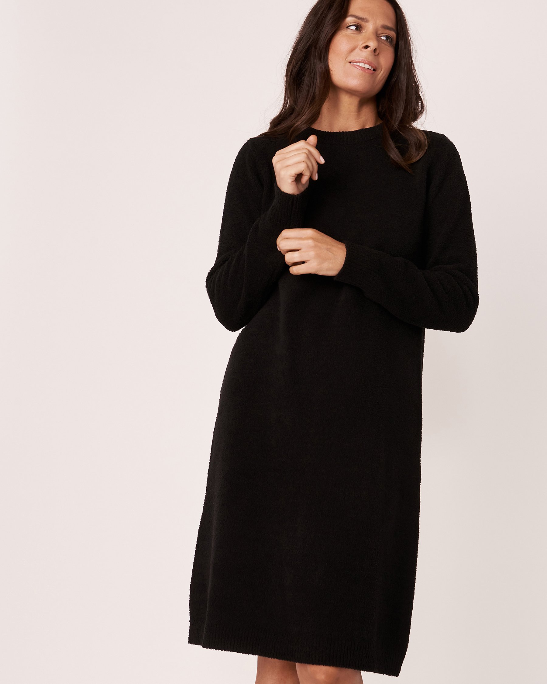 LA VIE EN ROSE Chenille Long Sleeve Dress Black 50400011 - View1