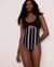 AQUAROSE ICON Deep Plunge One-piece Swimsuit Black and white stripes 70400011 - View1