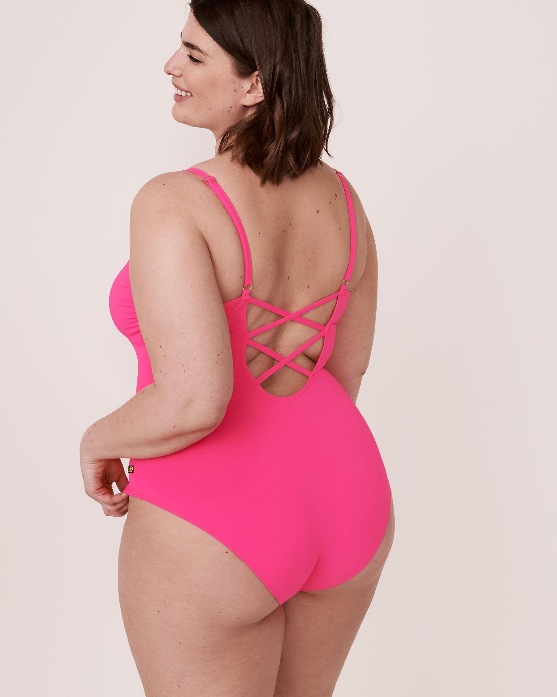 AQUAROSE LEILA Cross Back One-piece Swimsuit Neon pink 70400015 - View2