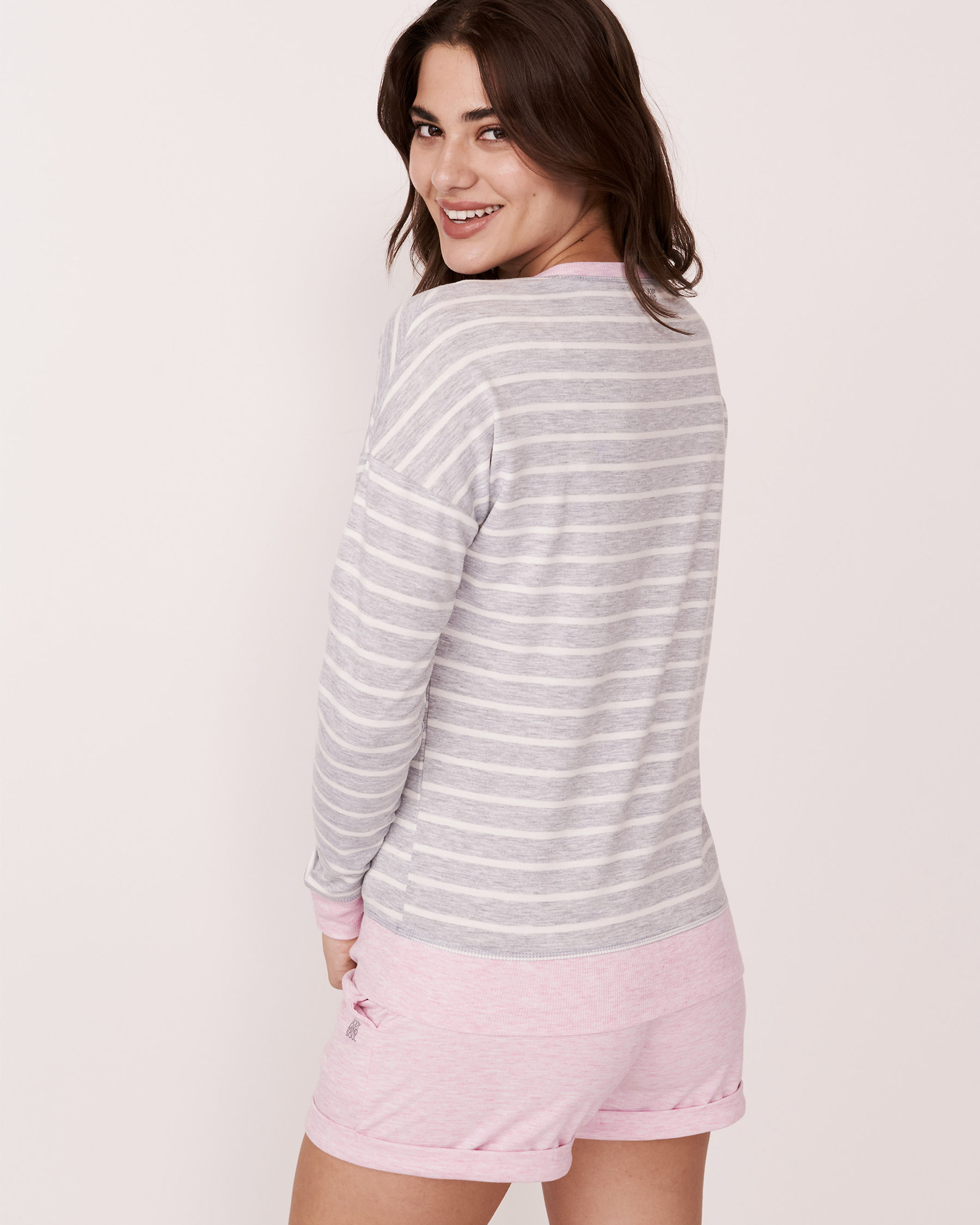 LA VIE EN ROSE Textured Long Sleeve Shirt Stripes 768-373-1-11 - View2