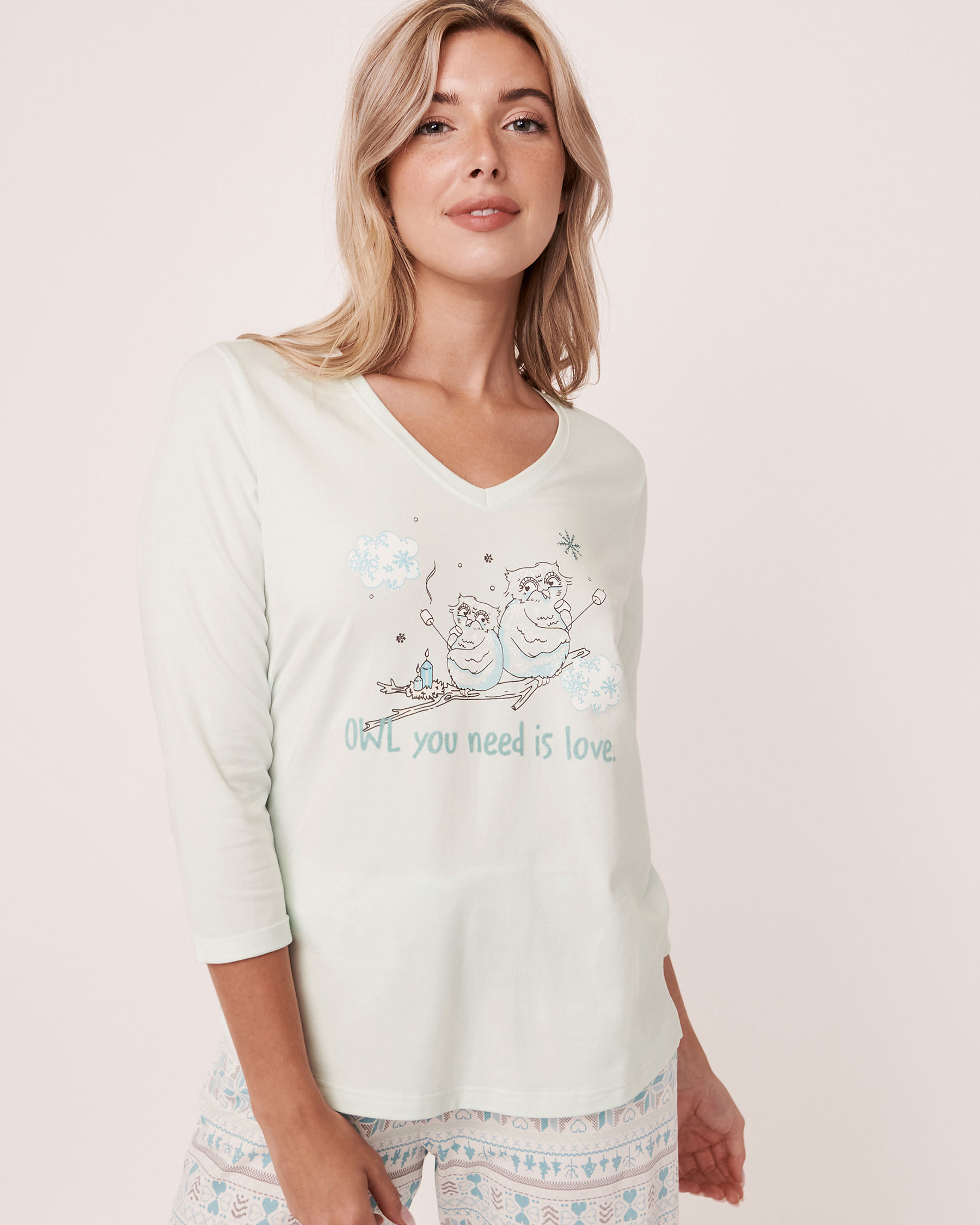 LA VIE EN ROSE Organic Cotton 3/4 Sleeve Shirt Light aqua 40100155 - View2