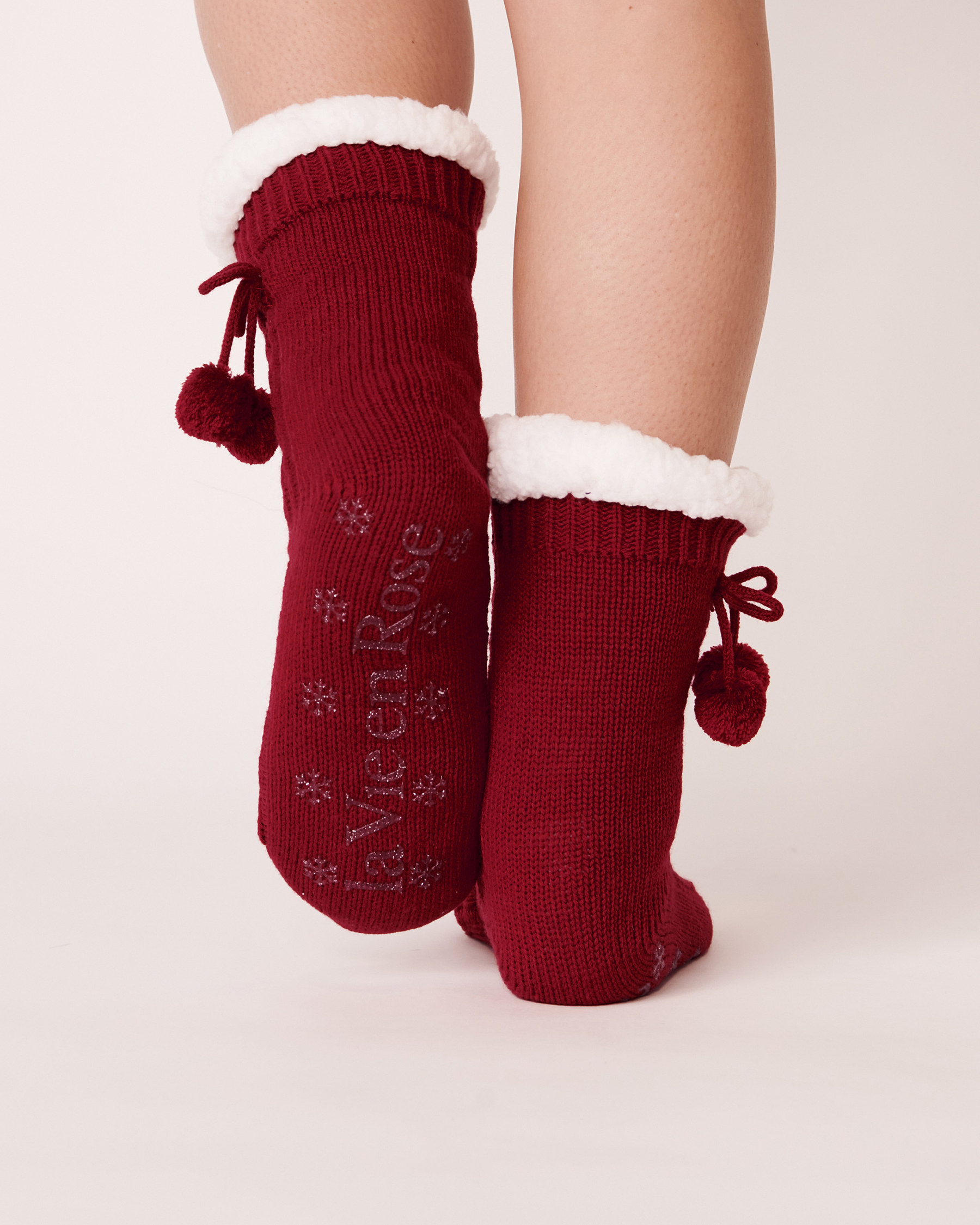 LA VIE EN ROSE Knit and Sherpa Socks Candy red 40700111 - View2