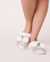 LA VIE EN ROSE Plush Clog Slippers with Pompoms Grey plaid 40700125 - View1