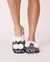 LA VIE EN ROSE Plush Clog Slippers with Pompoms Navy fairisle print 40700125 - View1