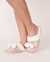 LA VIE EN ROSE Plush Clog Slippers with Pompoms Pink fairisle print 40700125 - View1