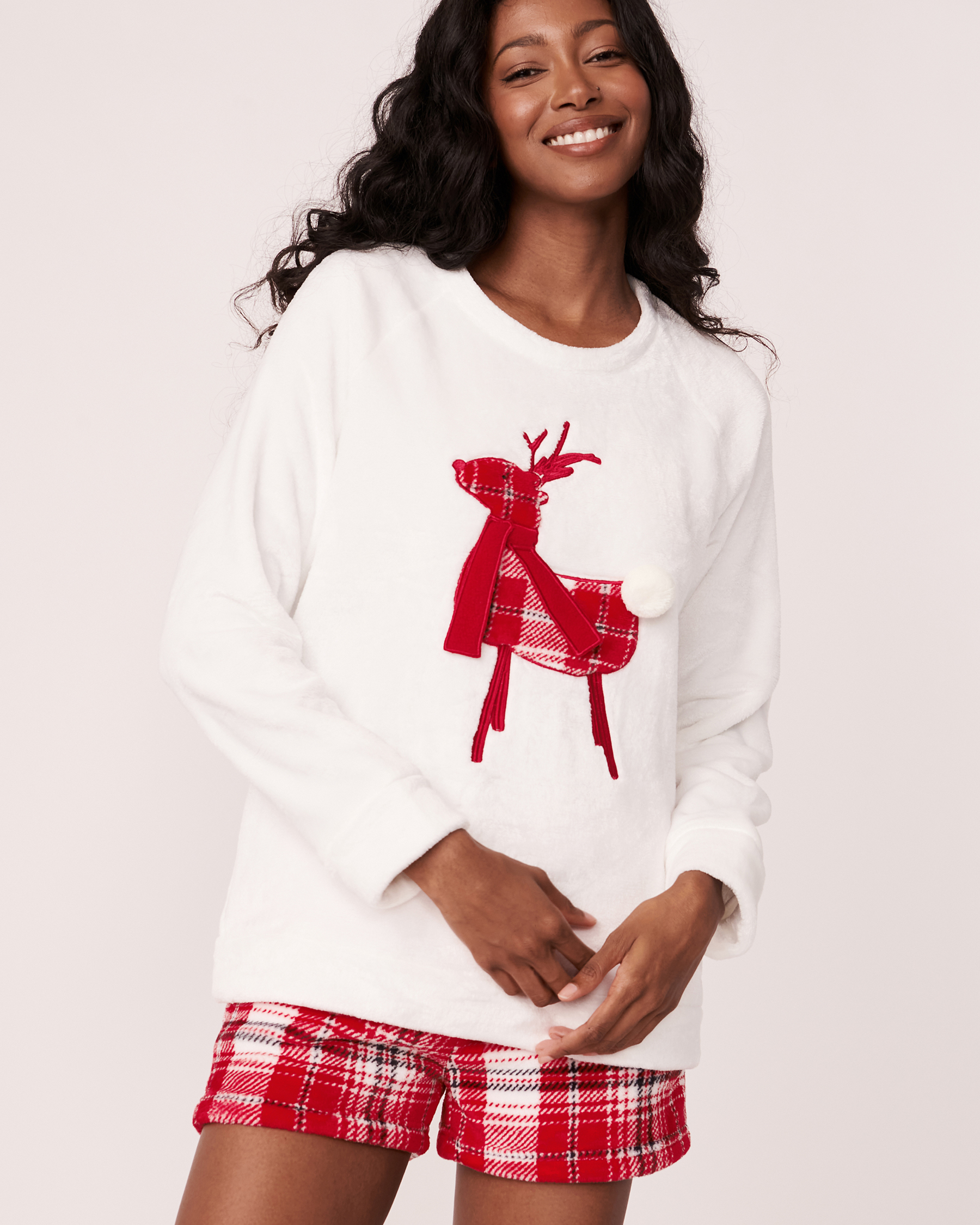 LA VIE EN ROSE 3D Deer Plush Shirt Snow white 40100197 - View5
