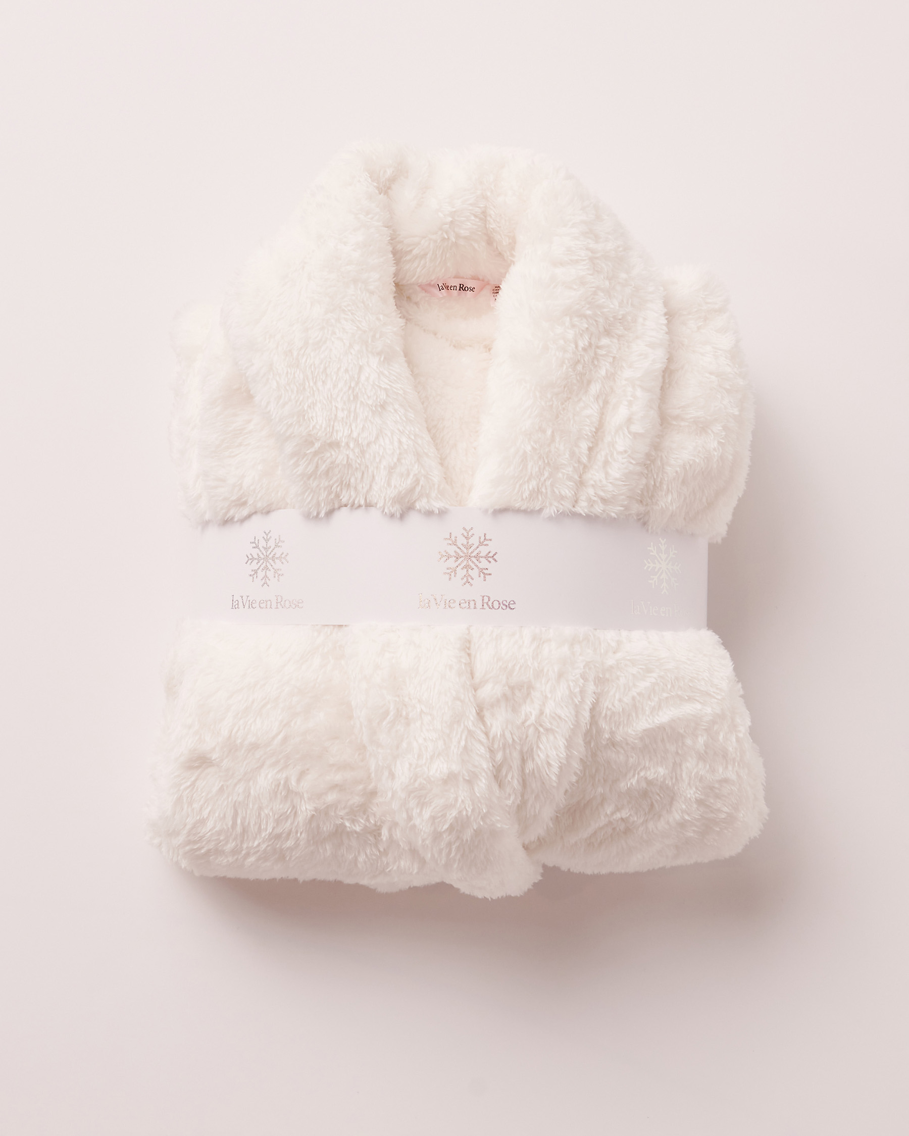 LA VIE EN ROSE Robe de chambre courte en peluche Blanc neige 40600049 - Voir3