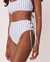 LA VIE EN ROSE AQUA FOREVER BLUE High Waist Bikini Bottom Vertical nautical stripes 70300155 - View1