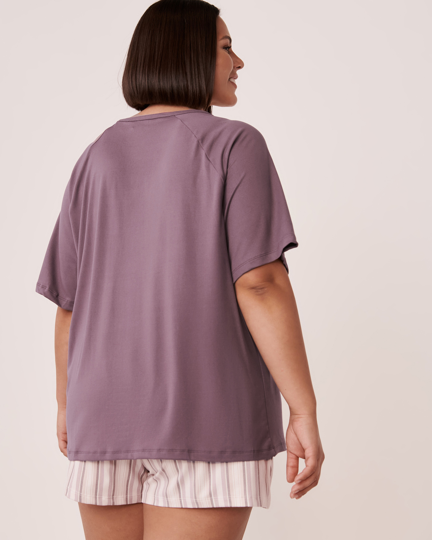 LA VIE EN ROSE Super Soft Raglan Sleeve Shirt Dark plum 40100326 - View6