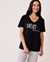 LA VIE EN ROSE Cotton V-neck T-shirt Black 40100335 - View1