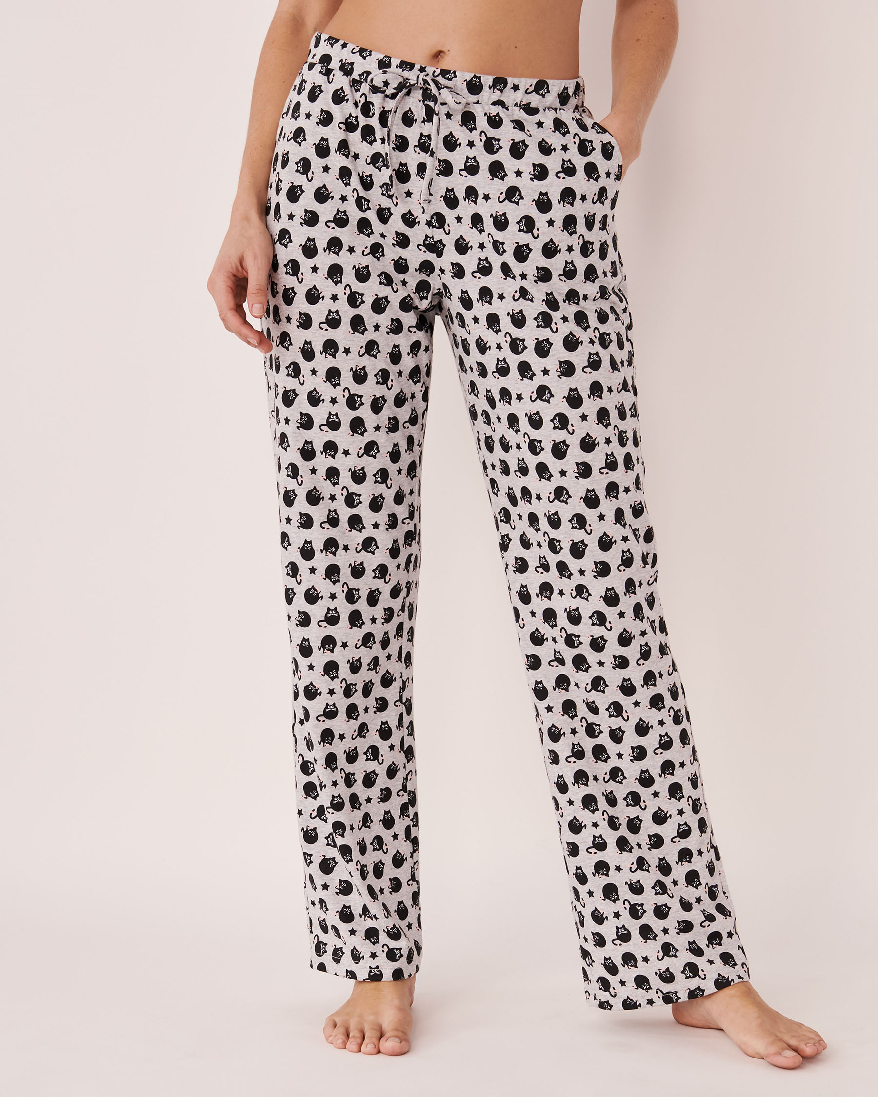 Cotton Straight Leg Pyjama Pants - Cats