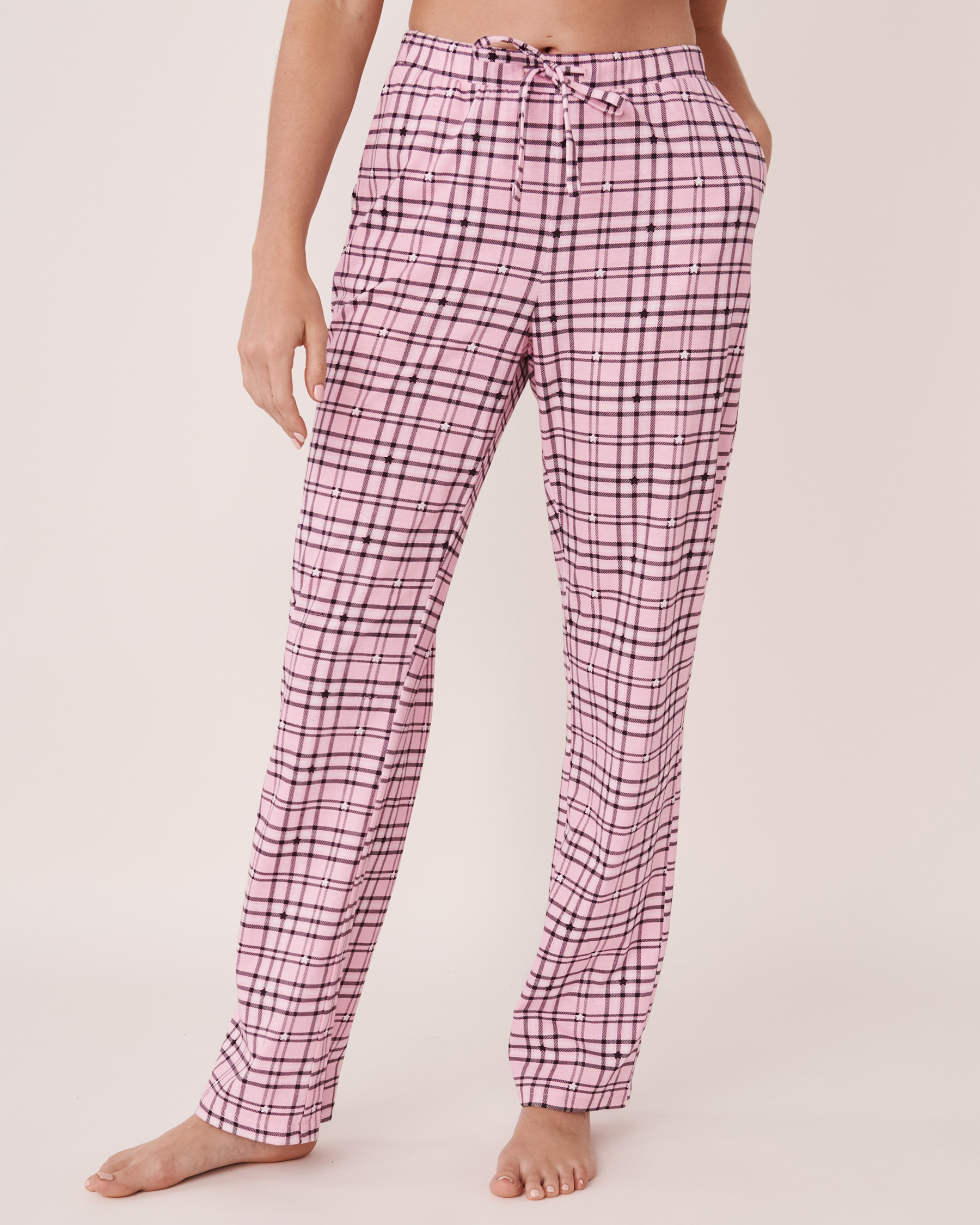 Cotton Straight Leg Pyjama Pants - Pink plaid | la Vie en Rose