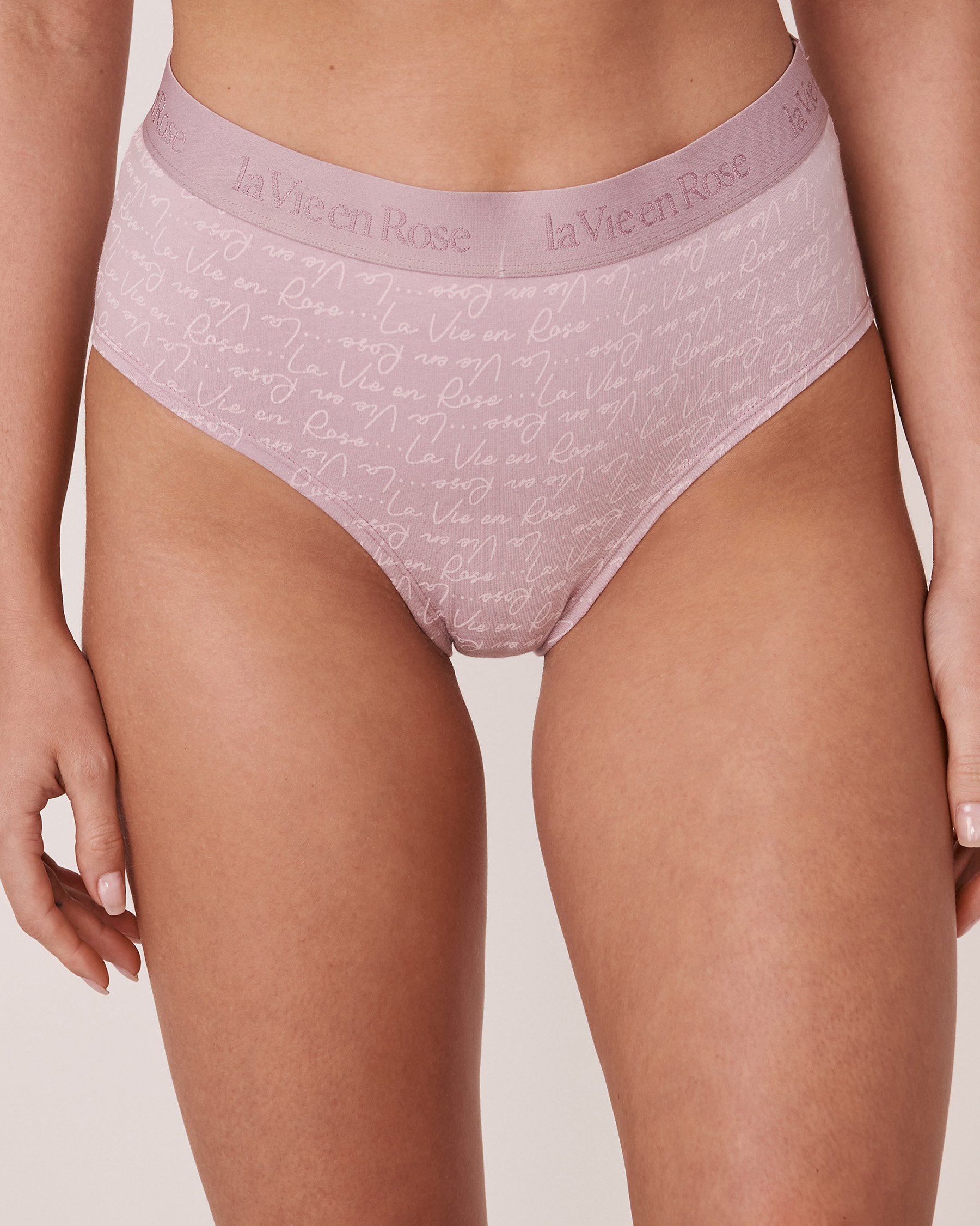 LA VIE EN ROSE Culotte bikini taille haute coton et bande élastique logo Imprimé logo 20100187 - Voir1