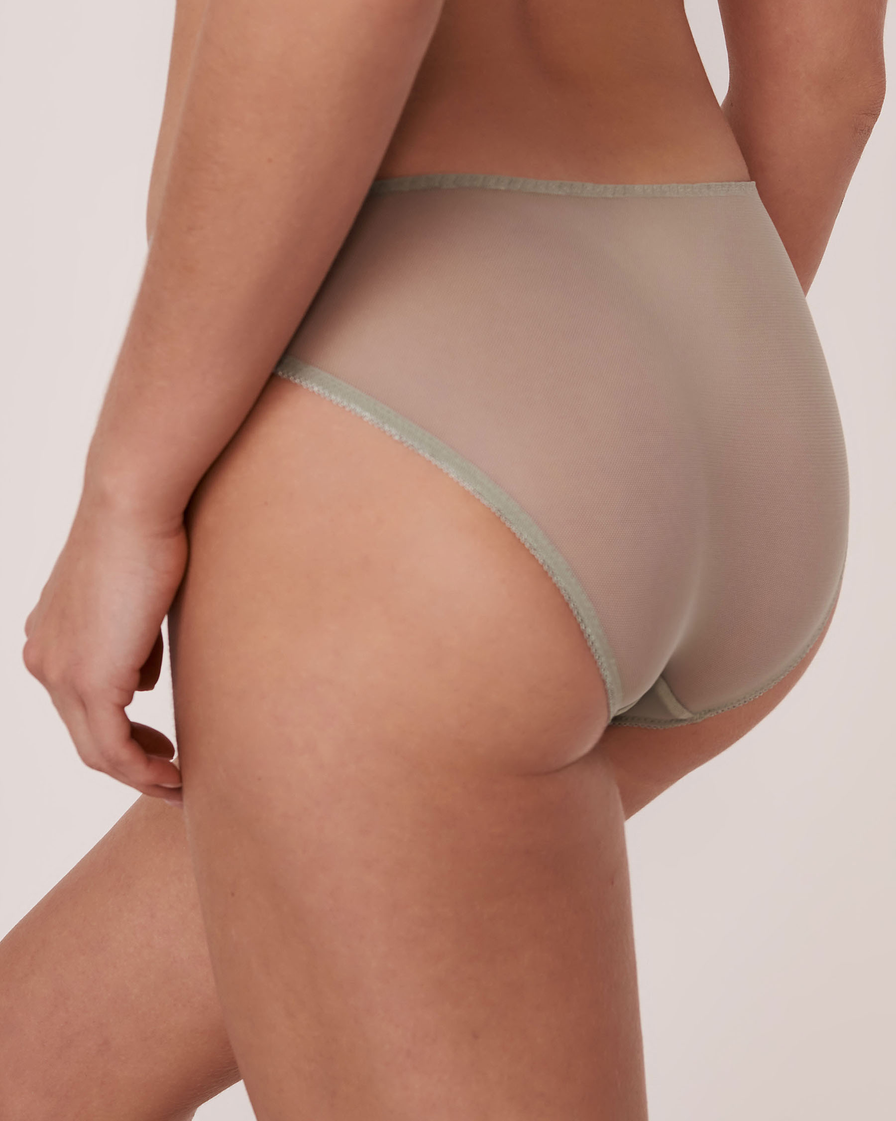LA VIE EN ROSE Lace and Mesh Bikini Panty Shadow green 20200205 - View2