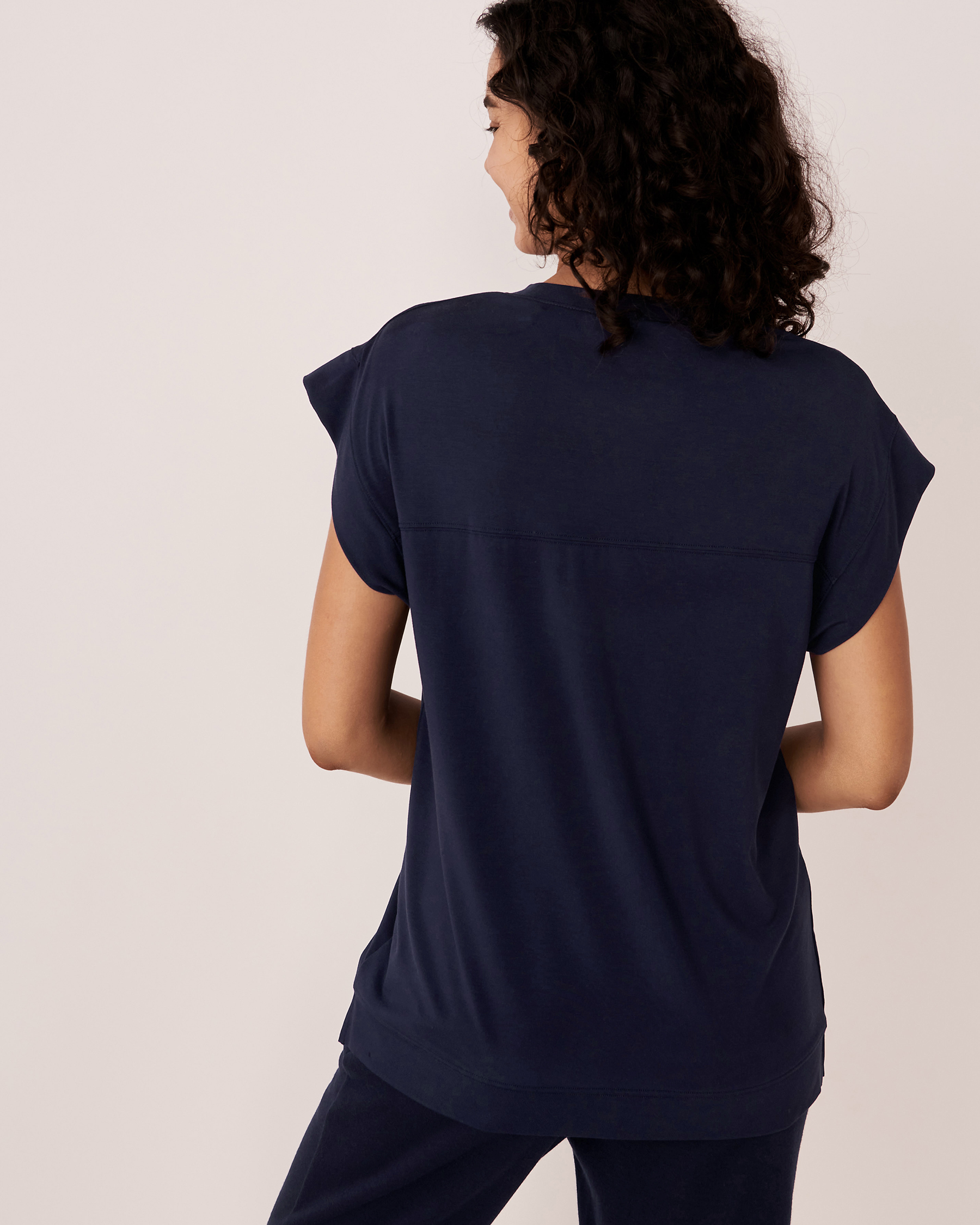 LA VIE EN ROSE T-shirt en modal Bleu maritime 50100052 - Voir2