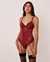LA VIE EN ROSE Lace and Mesh Teddy Red wine 60300040 - View1