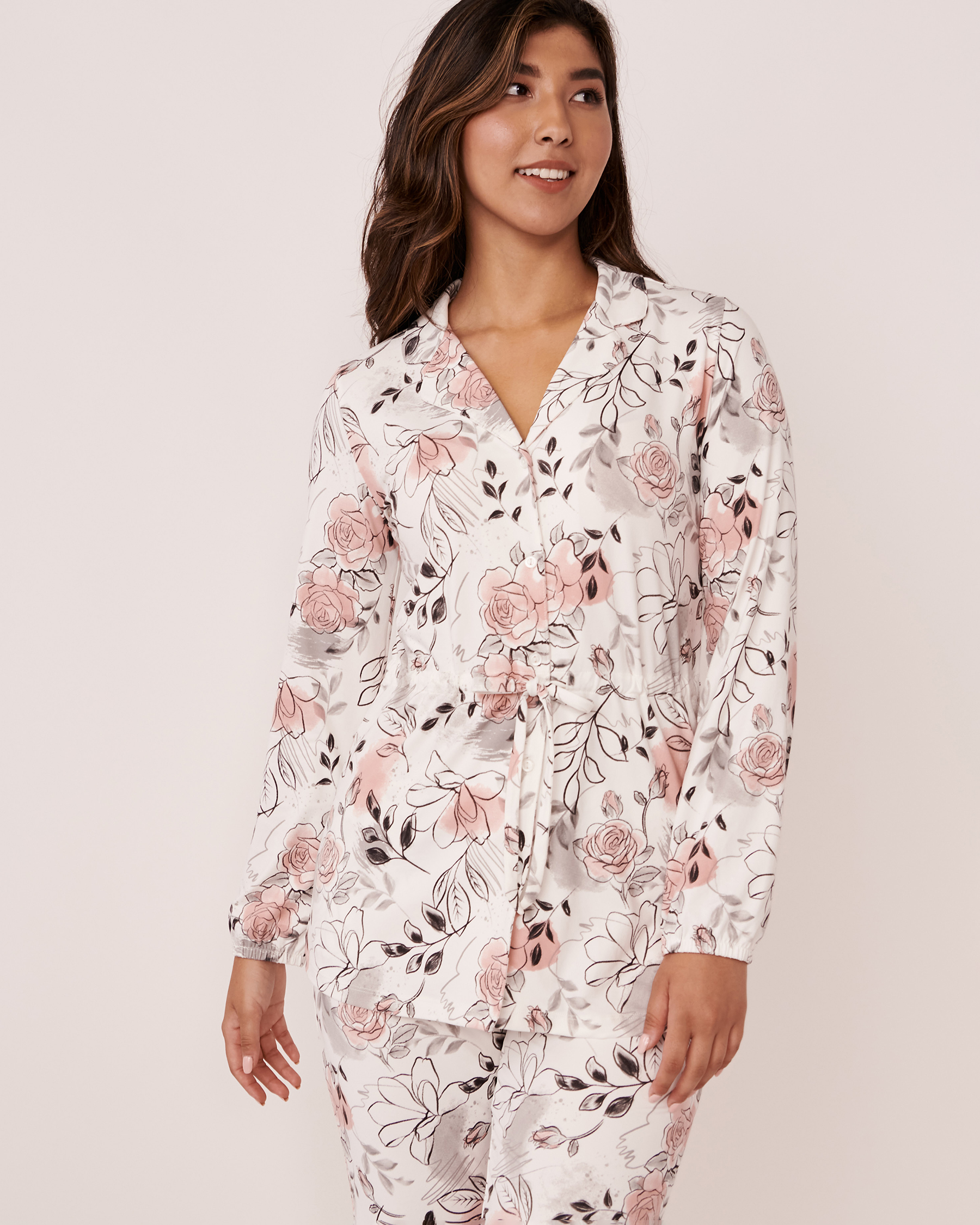 LA VIE EN ROSE Super Soft Button-down Shirt Floral painting 40100357 - View1