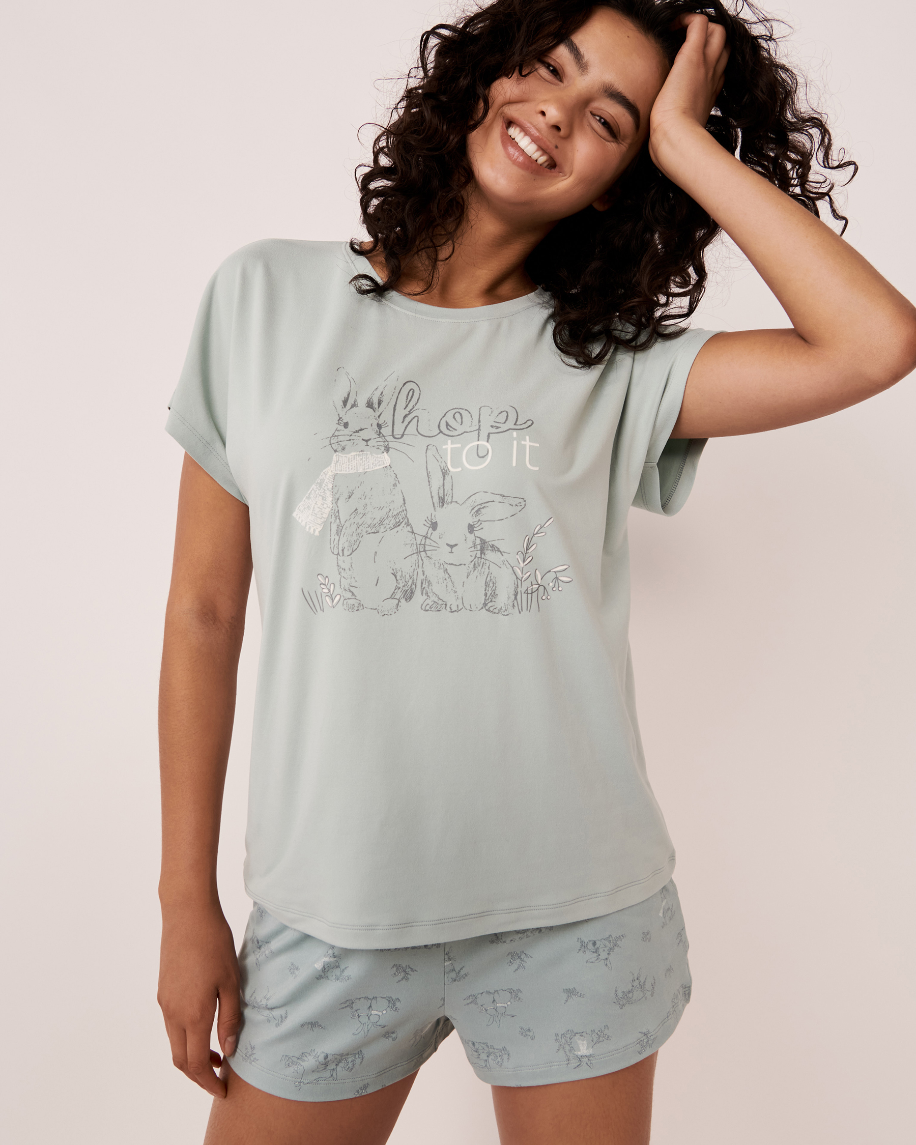 LA VIE EN ROSE T-shirt ultra doux Gris sauge 40100361 - Voir1