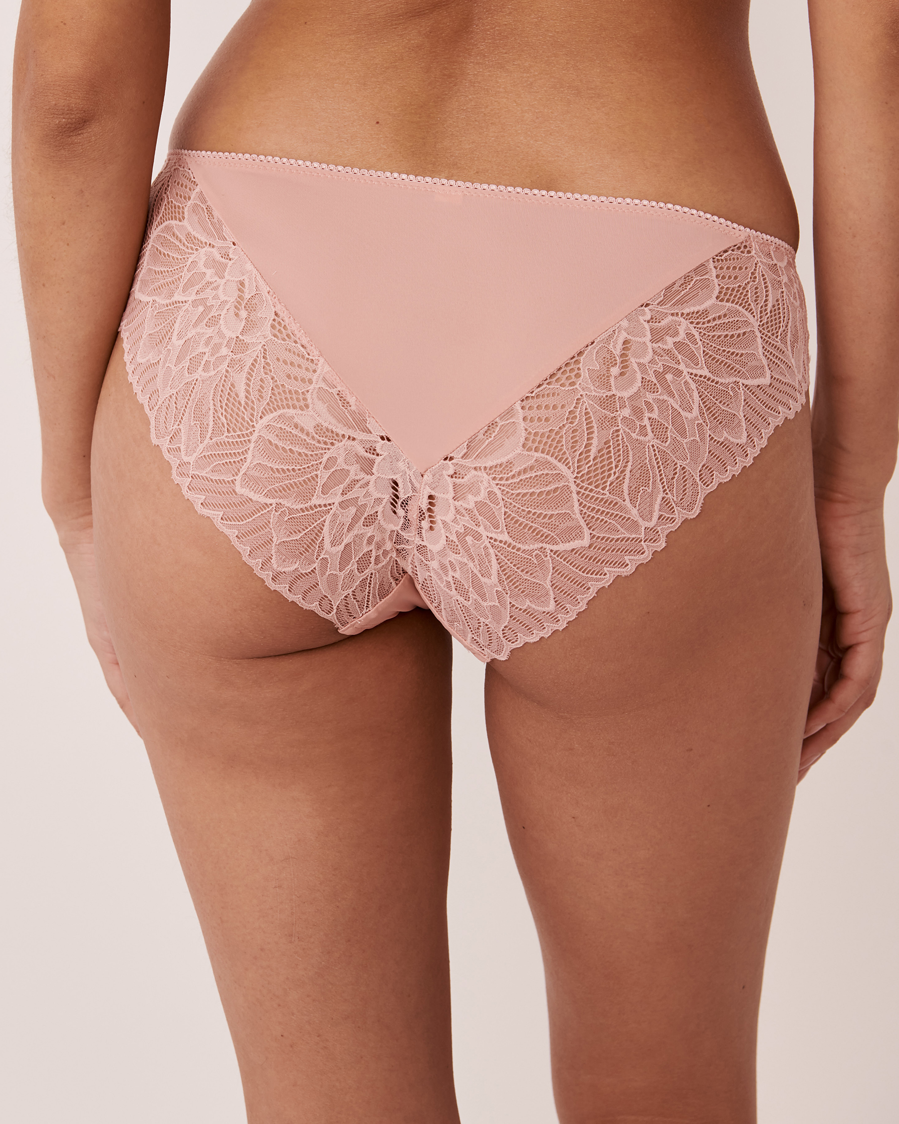 LA VIE EN ROSE Microfiber and Lace Bikini Panty Rose tan 20200226 - View2