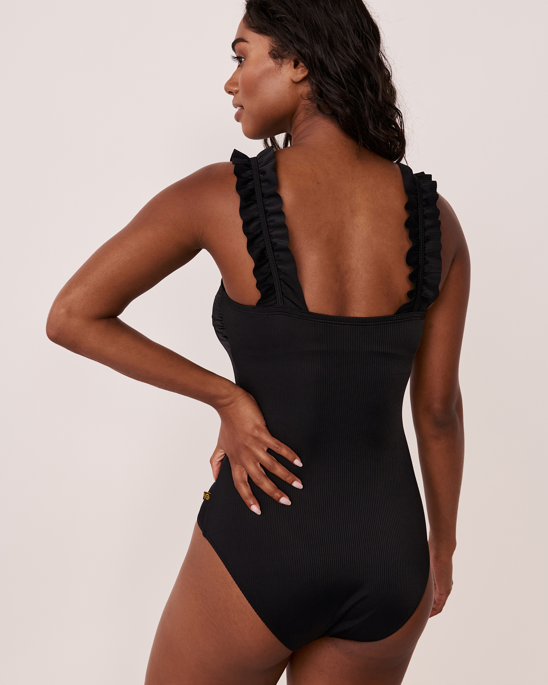 AQUAROSE LANA Ribbed One-piece Swimsuit Black 70400049 - View2