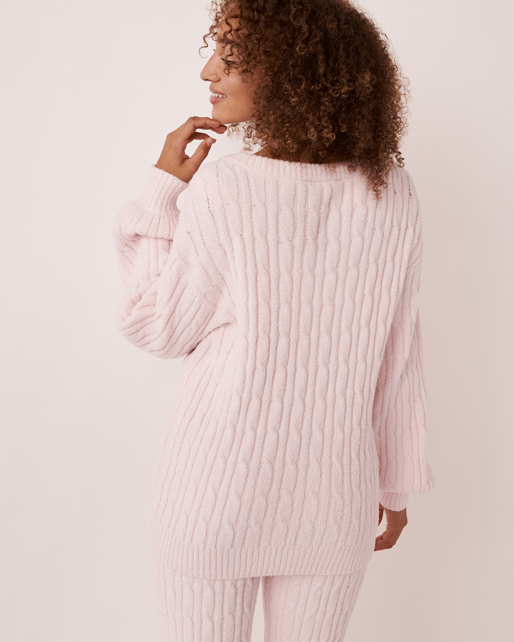 LA VIE EN ROSE Cable-knit Chenille Sweater Lilac cloud 50100057 - View2