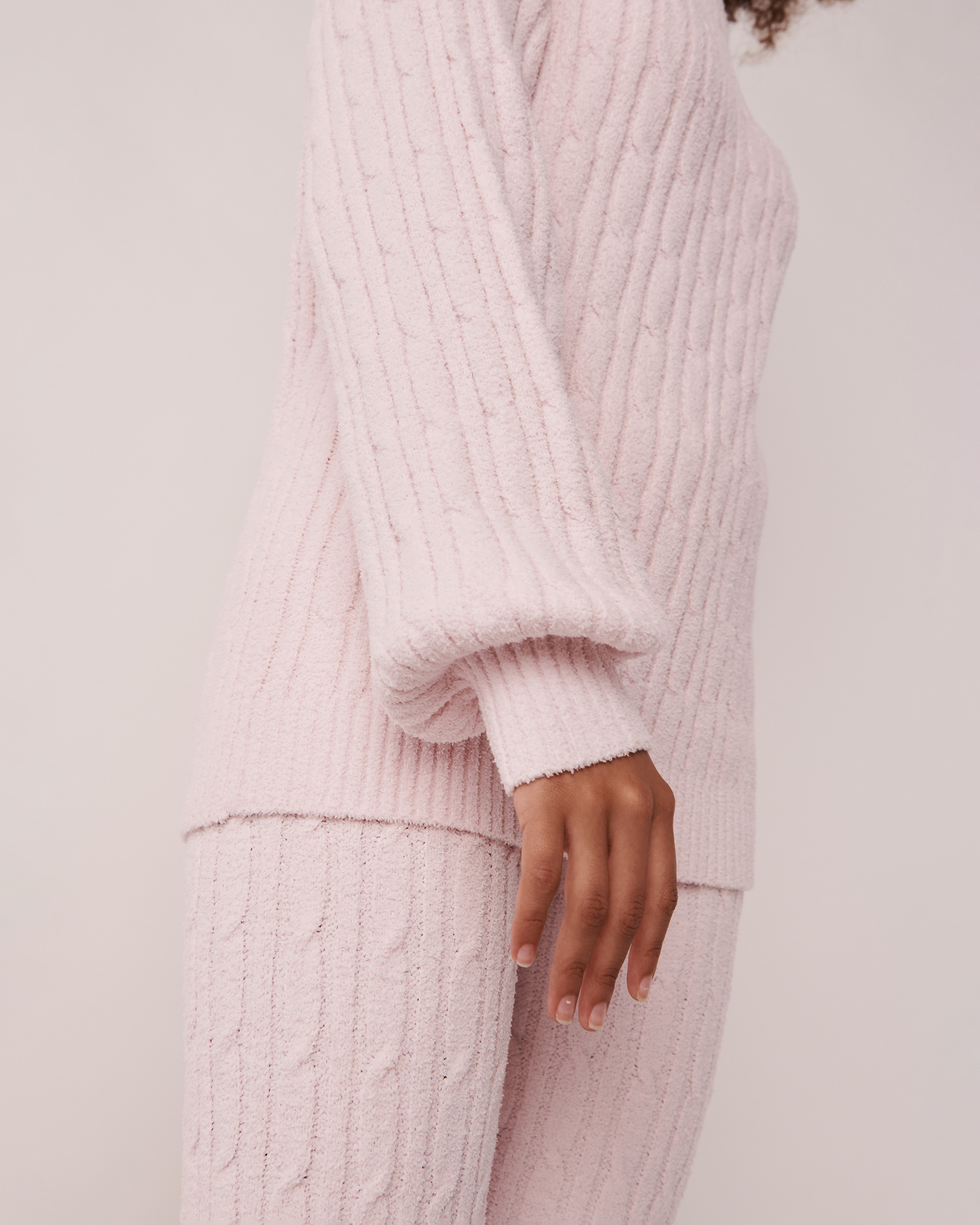 LA VIE EN ROSE Cable-knit Chenille Sweater Lilac cloud 50100057 - View3