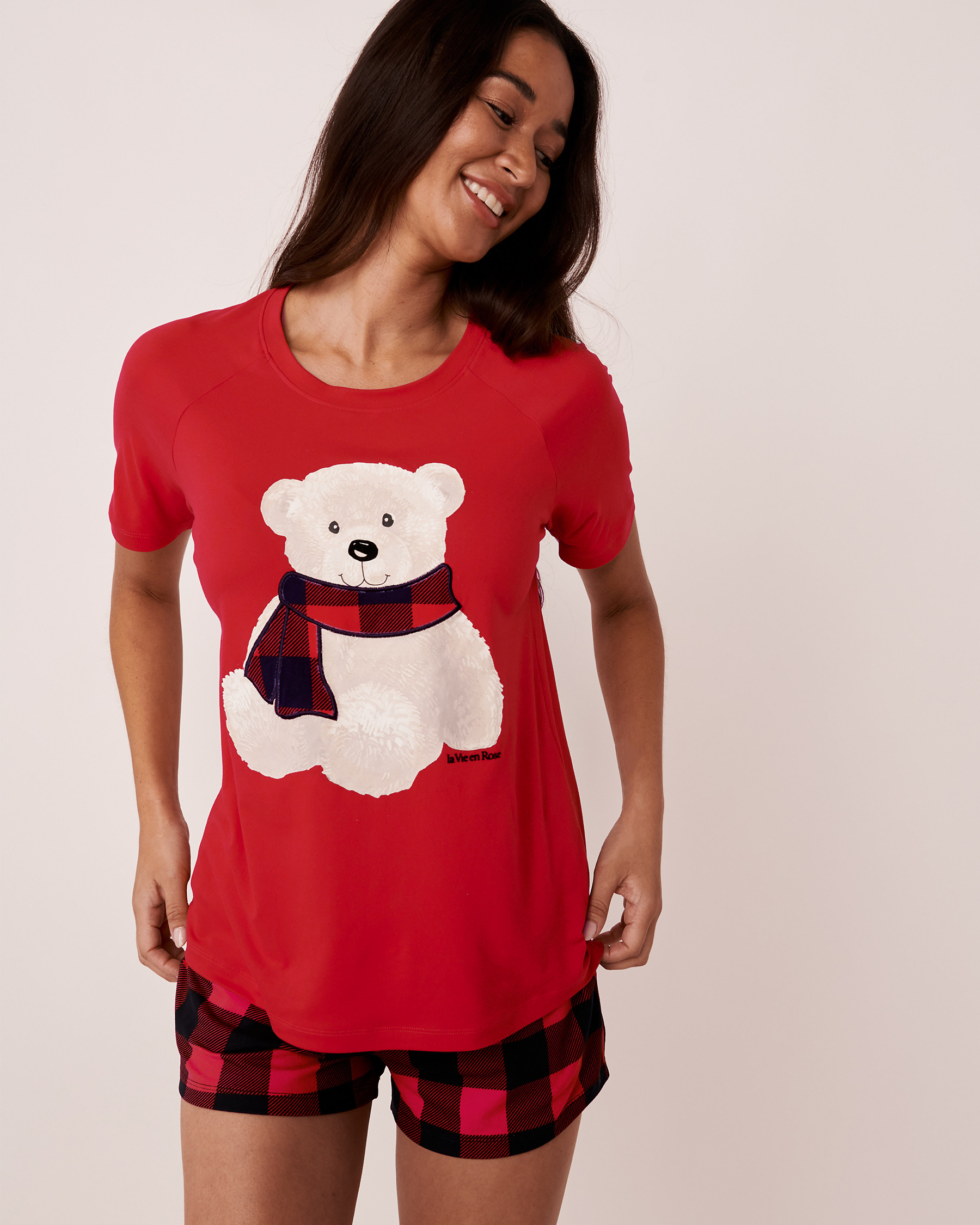LA VIE EN ROSE Super Soft Raglan Sleeve T-shirt Candy red 40100377 - View2