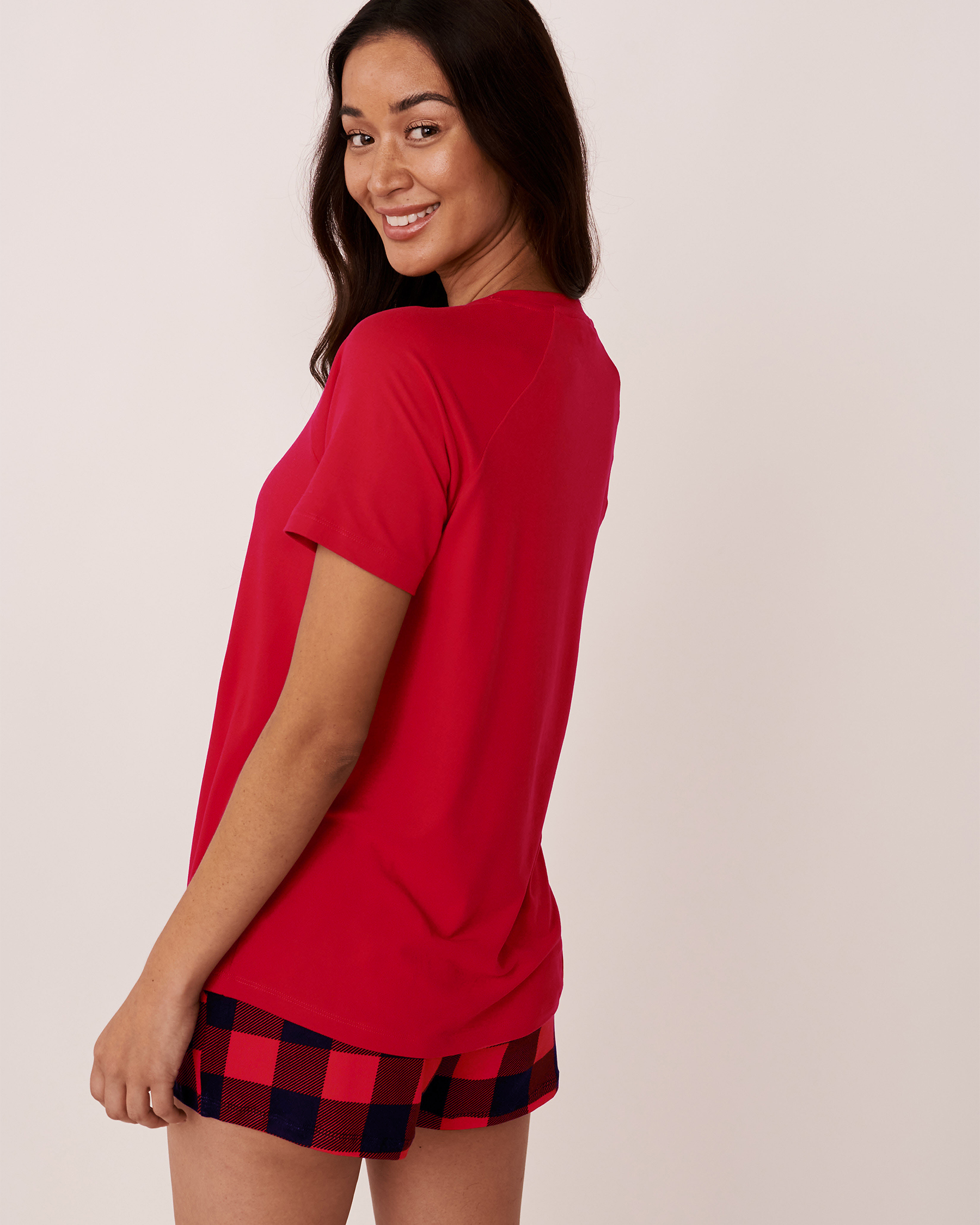LA VIE EN ROSE T-shirt ultra doux manches raglan Rouge bonbon 40100377 - Voir3