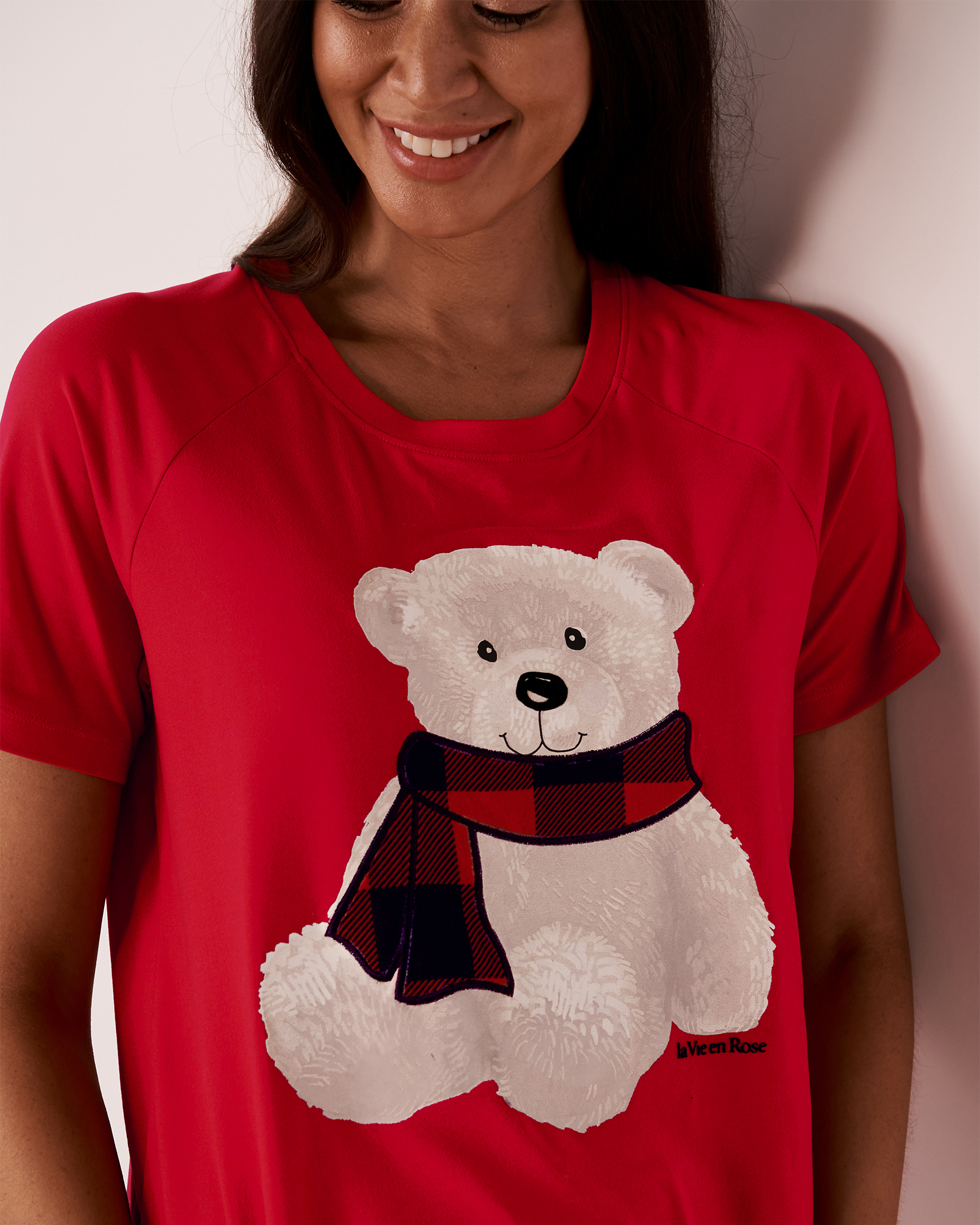 LA VIE EN ROSE Super Soft Raglan Sleeve T-shirt Candy red 40100377 - View4