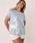 LA VIE EN ROSE T-shirt ultra doux imprimé fini velours Bleu bébé 40100382 - View1