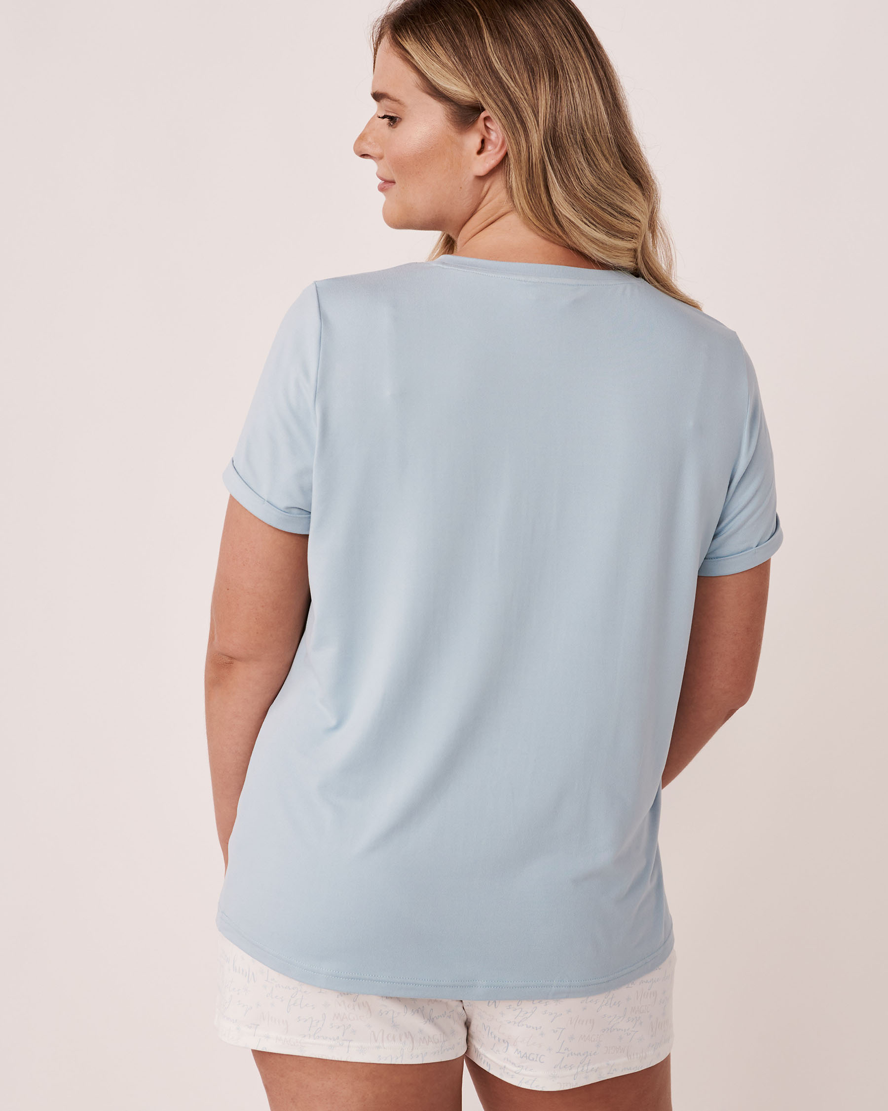 LA VIE EN ROSE T-shirt ultra doux imprimé fini velours Bleu bébé 40100382 - Voir2