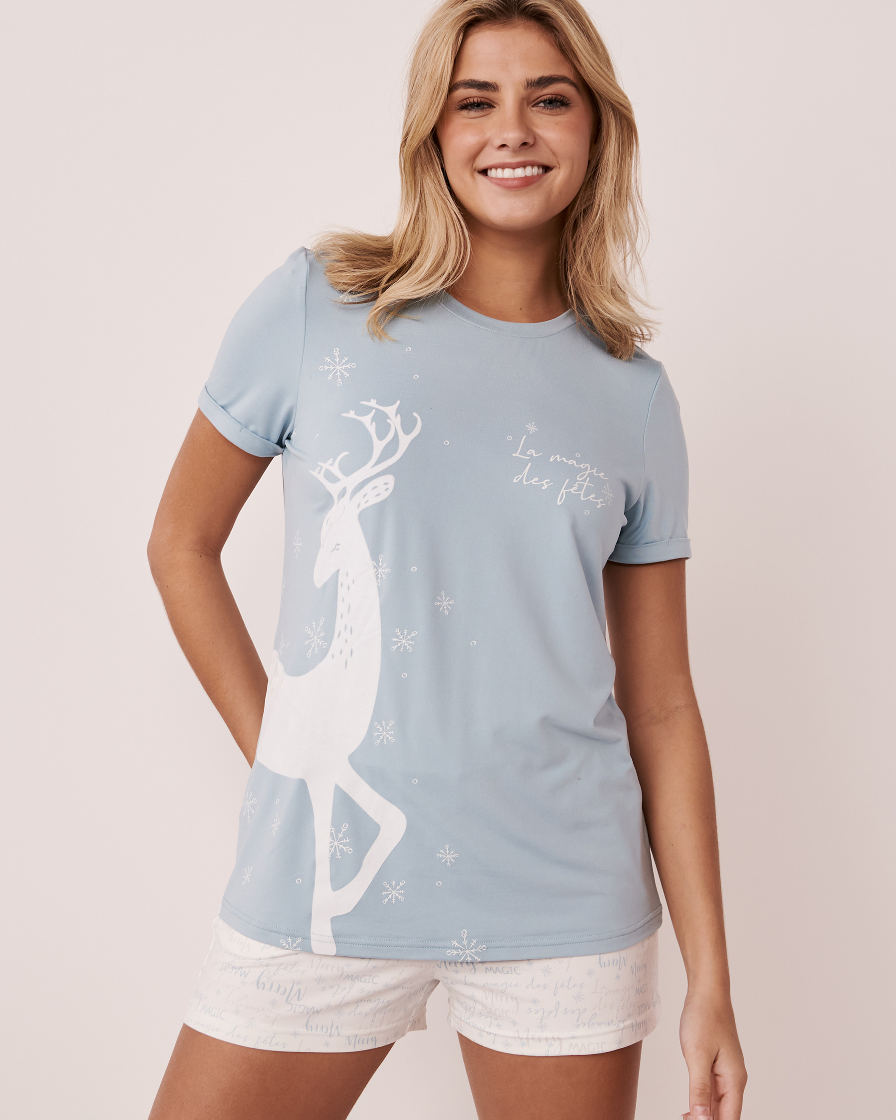 LA VIE EN ROSE T-shirt ultra doux imprimé fini velours Bleu bébé 40100382 - Voir4
