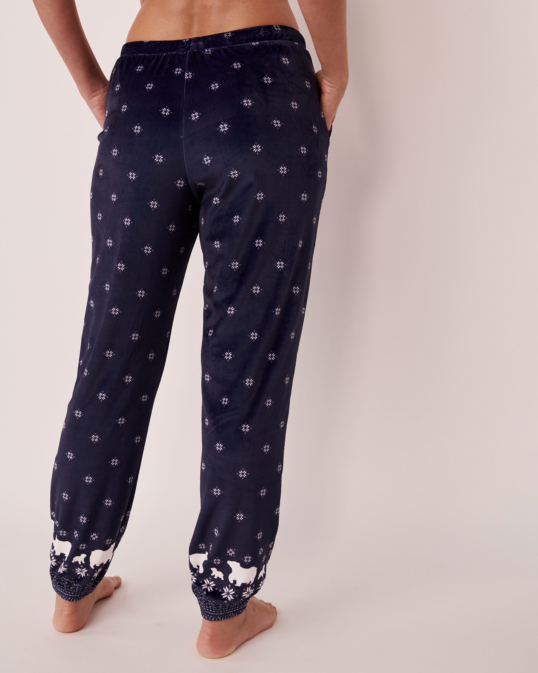 LA VIE EN ROSE Luxury Velour Pyjama Pants Navy winter wonderland 40200360 - View2