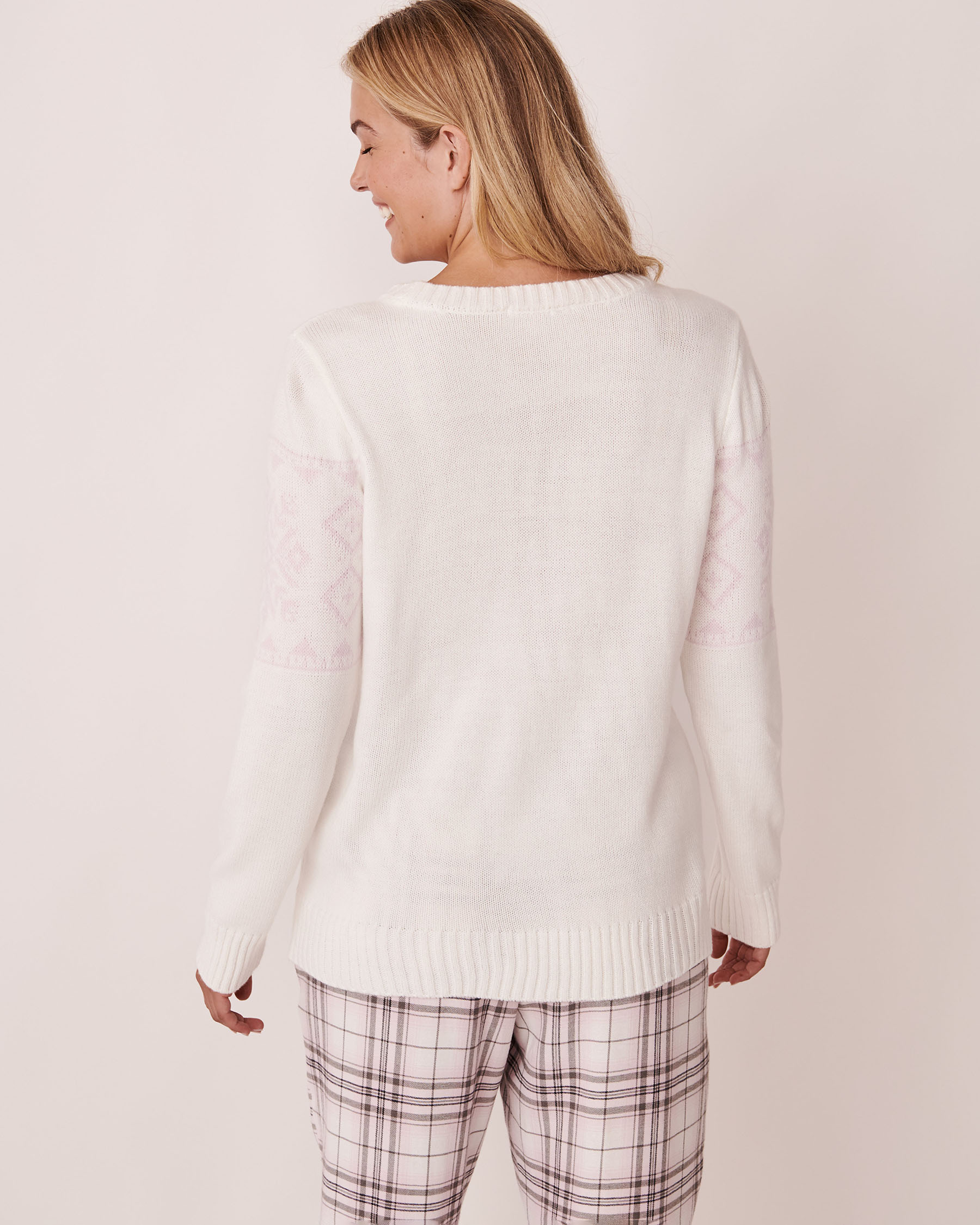 LA VIE EN ROSE Nordic Print Knitted Sweater Snow white winter print 40600115 - View3
