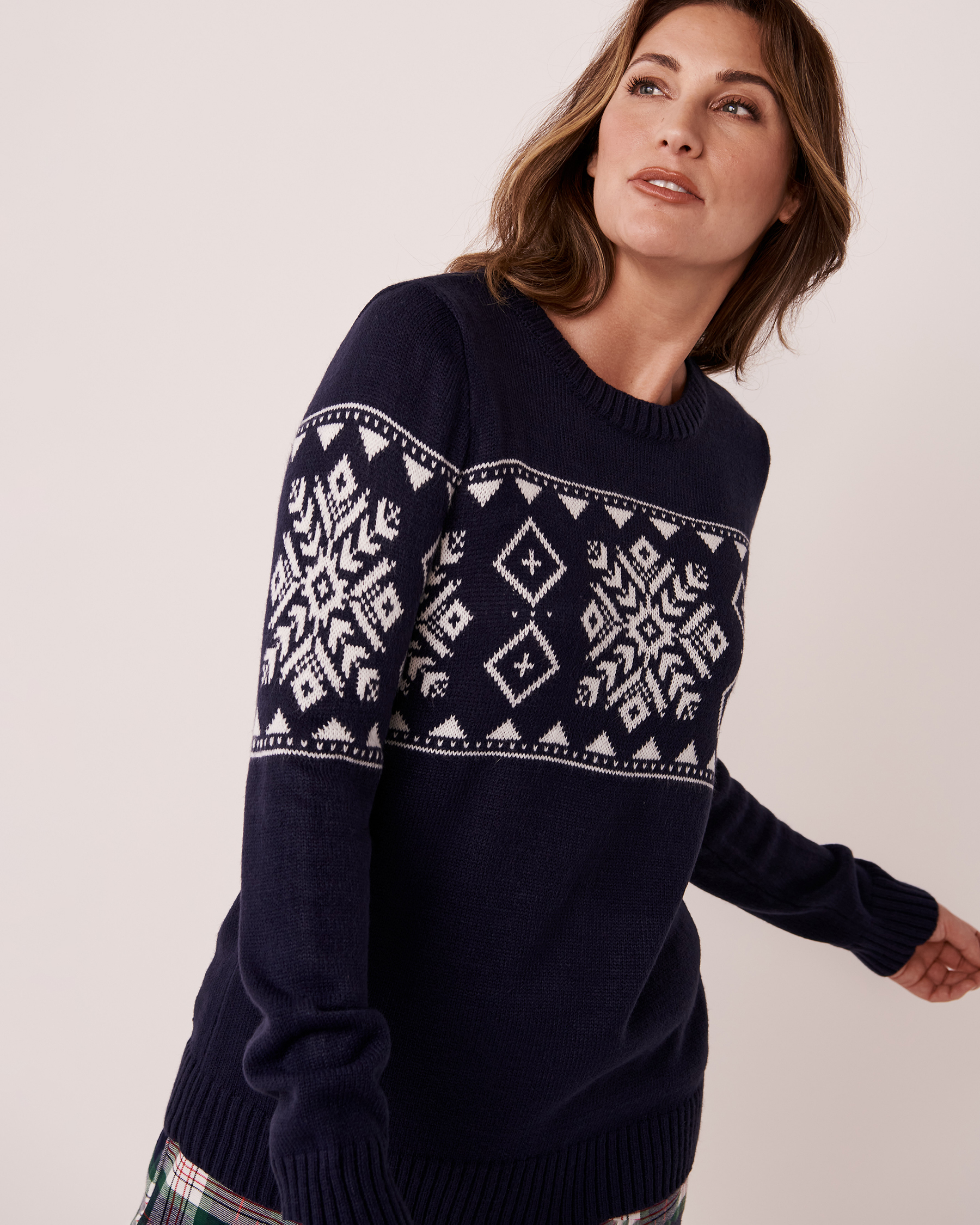 LA VIE EN ROSE Chandail en tricot imprimé nordique Imprimé hivernal marine 40600115 - Voir1